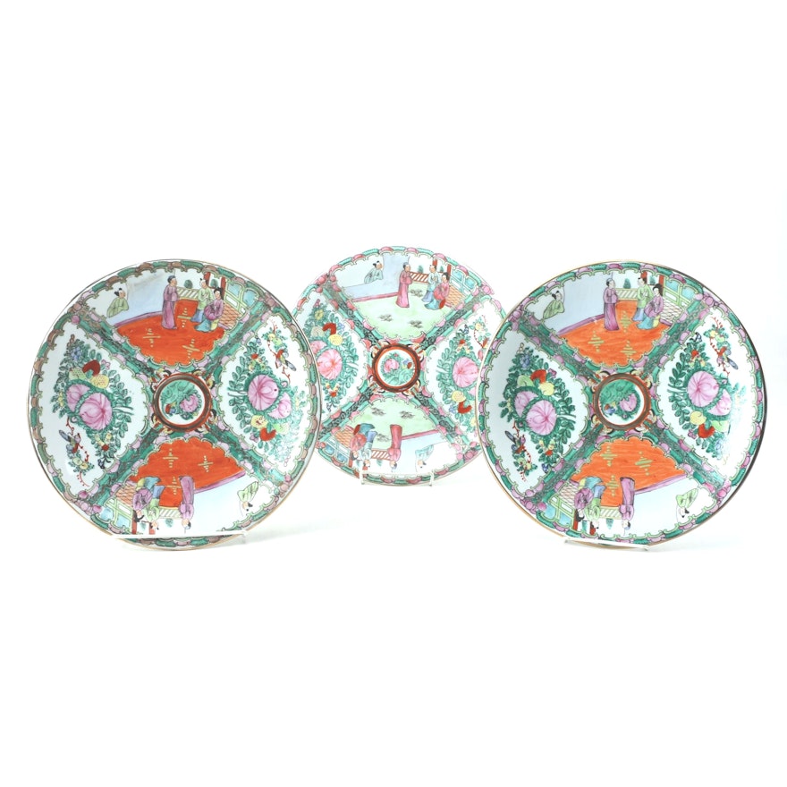 Vintage Chinese Rose Medallion Porcelain Platters