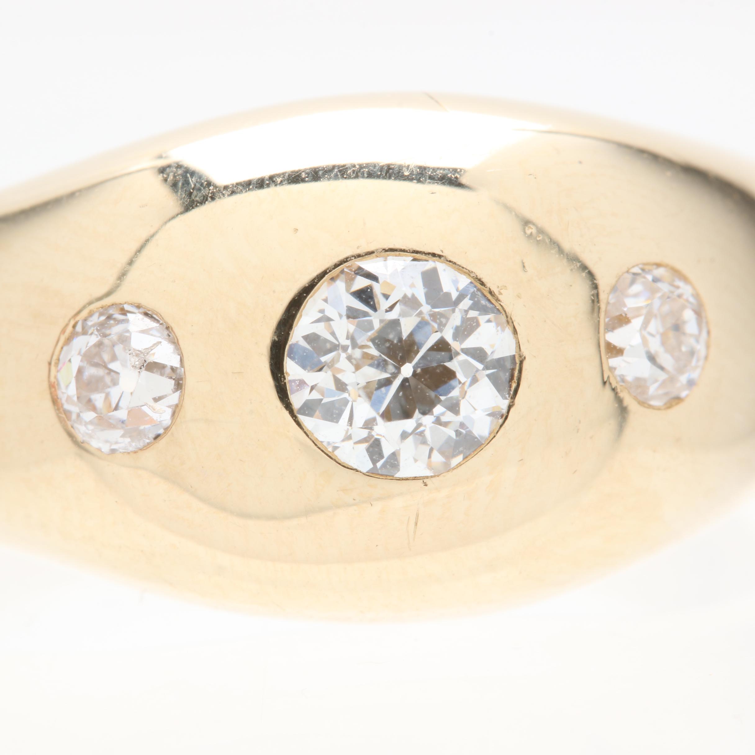 Jabel 14K Yellow Gold Diamond Gypsy Set Ring