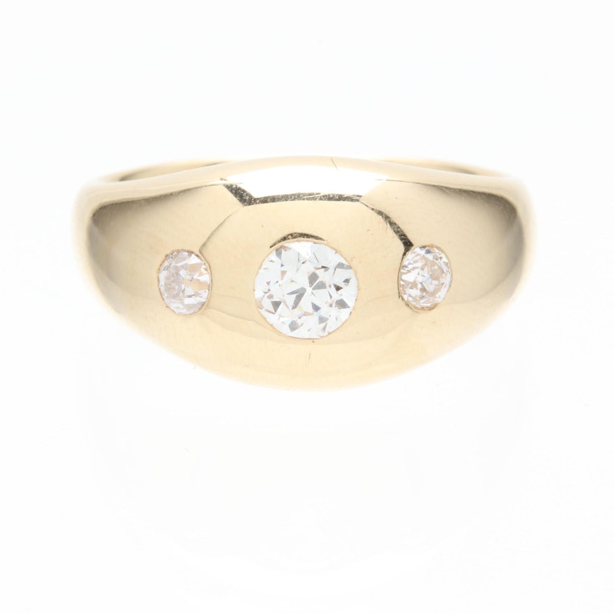 Jabel 14K Yellow Gold Diamond Gypsy Set Ring