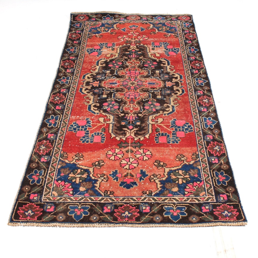Semi-Antique Hand-Knotted Persian Malayer Sarouk Runner Rug