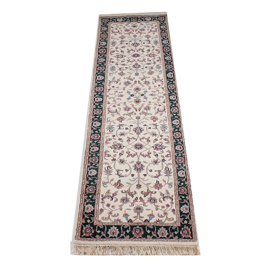 Hand-Knotted Indo-Persian Kashan Runner Rug