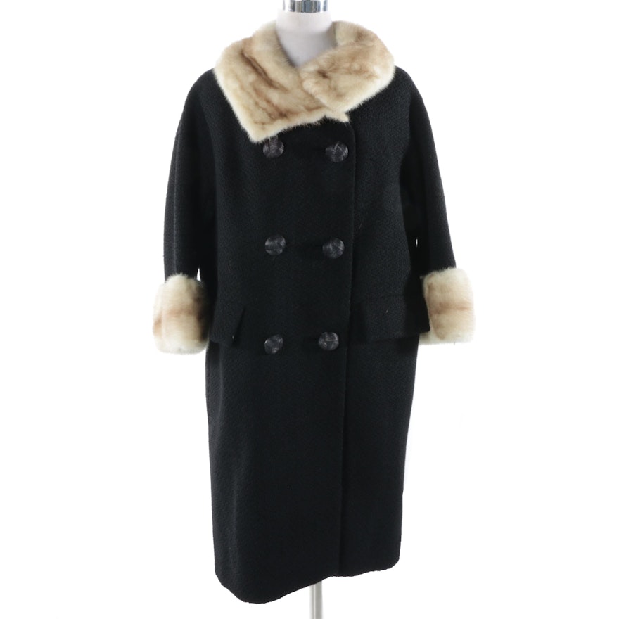 Vintage Boucle Coat with Mink Collar and Cuffs