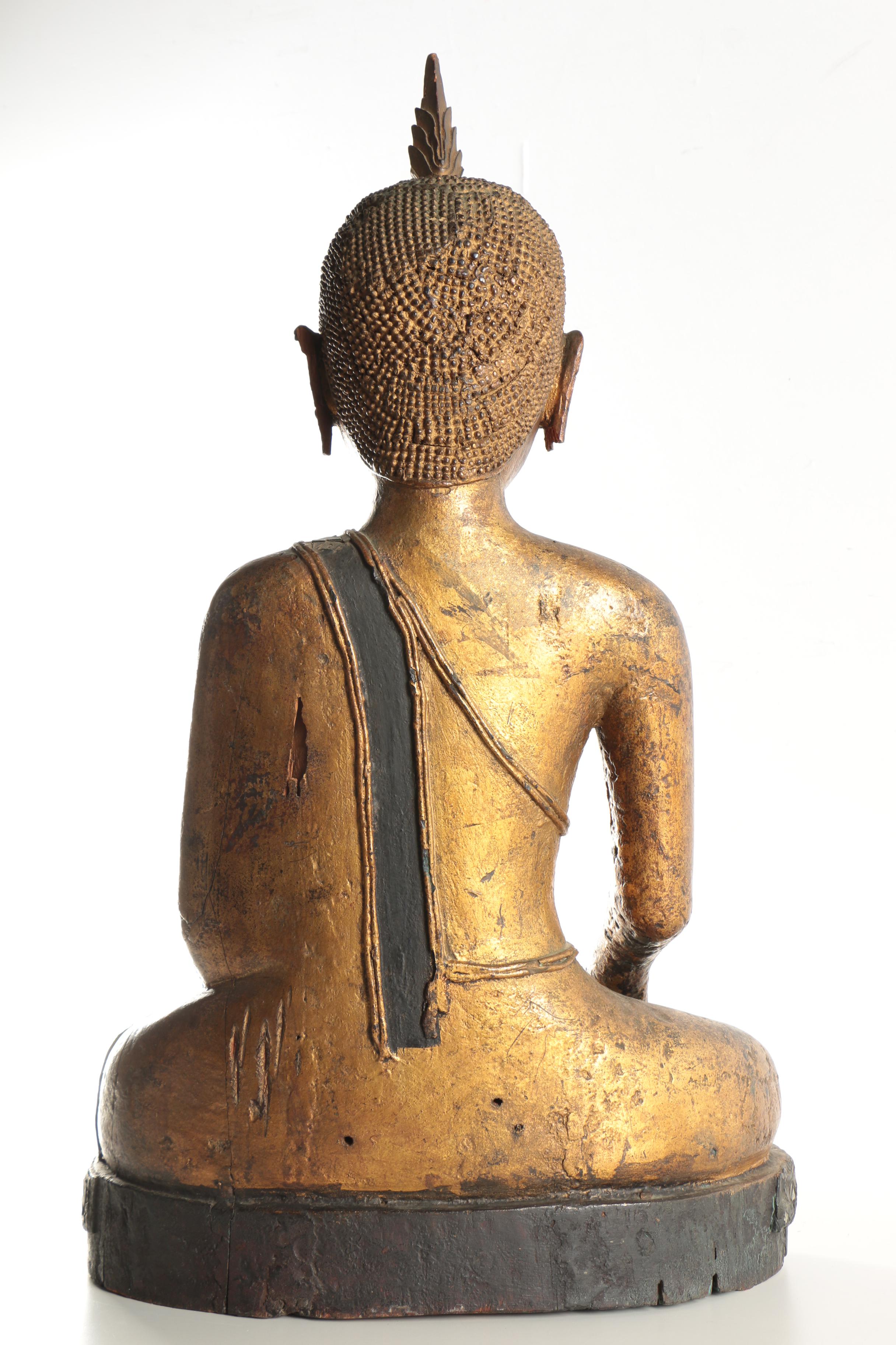 Southeast Asian Wooden Buddha Sculpture