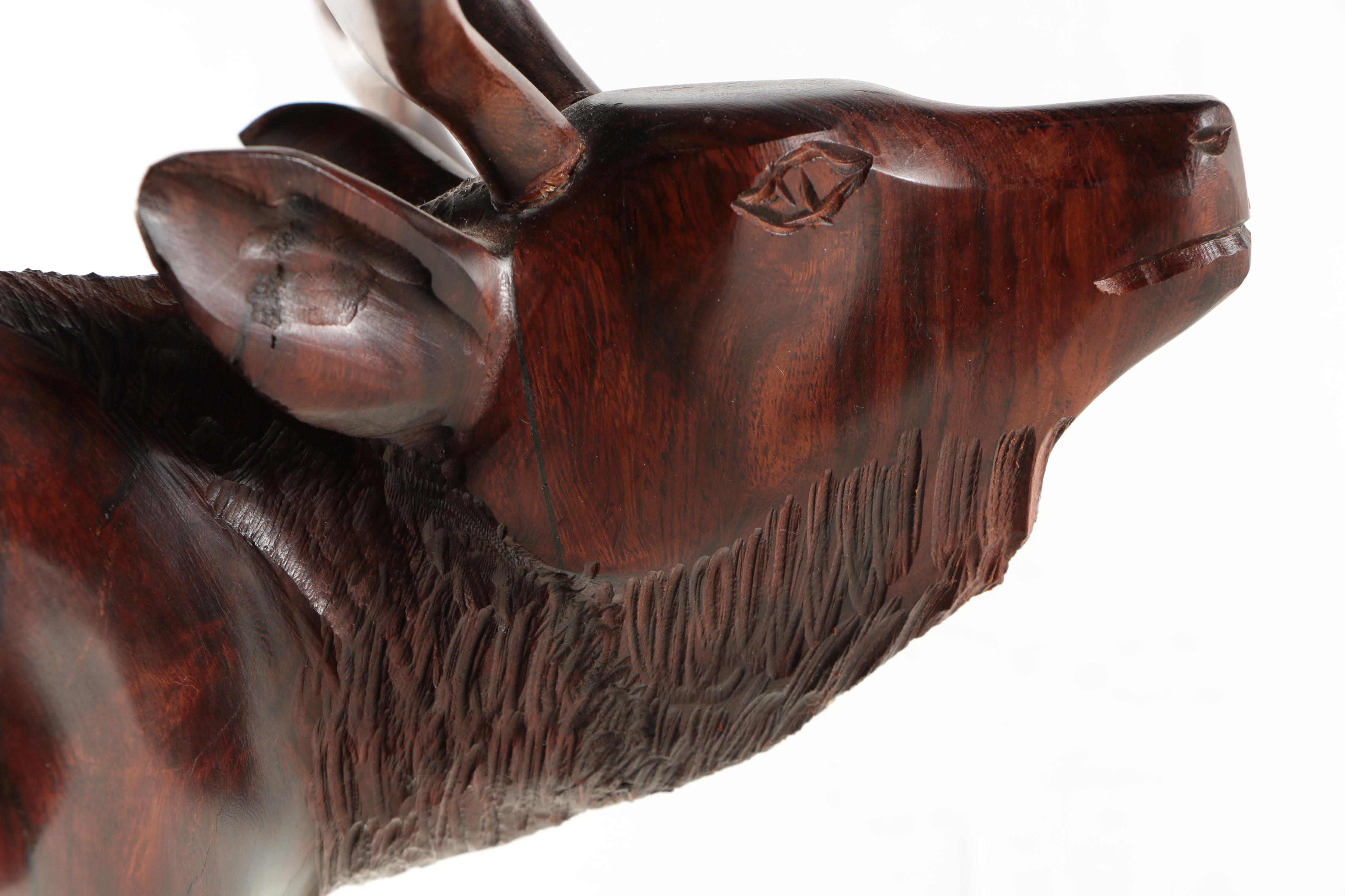 Table Lamp with Carved Wood Elk