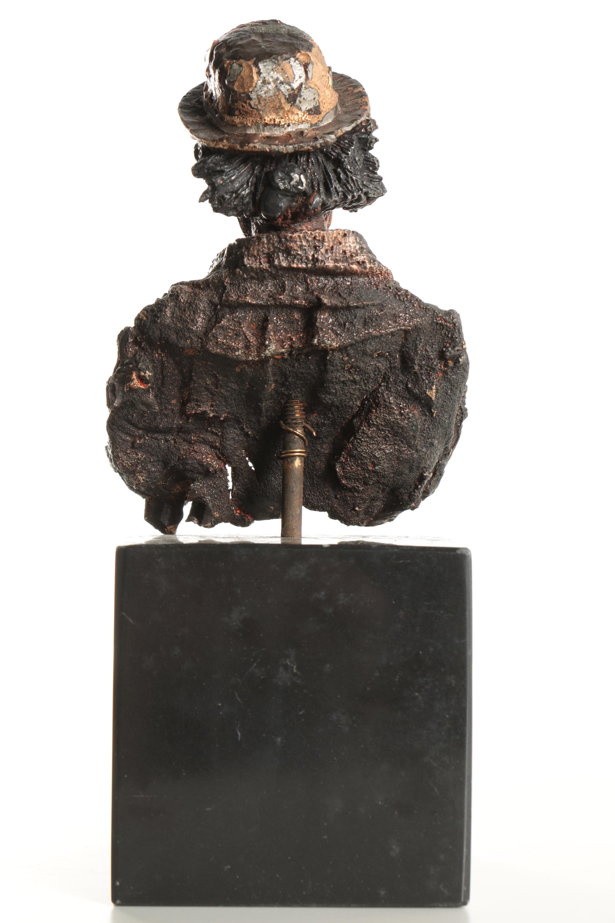 Hand Painted Metal Bust of a Sad Clown