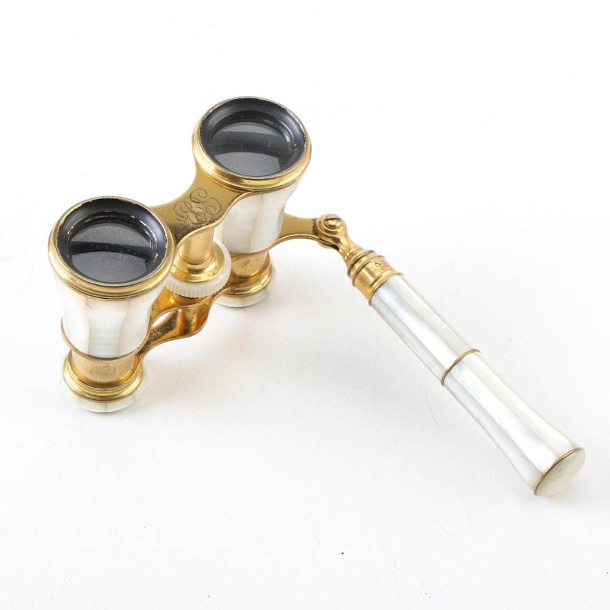 LeMaire Paris Mother-Of-Pearl Opera Glasses with Handle