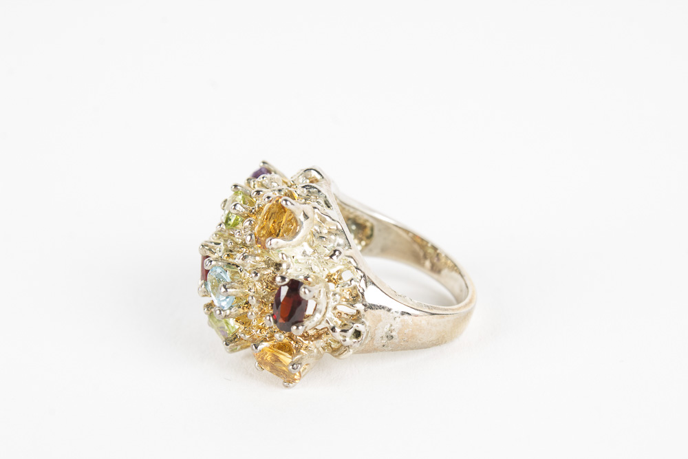 Gold Toned Sterling Silver Ring and Gemstone Jewelry