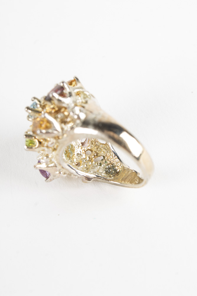 Gold Toned Sterling Silver Ring and Gemstone Jewelry