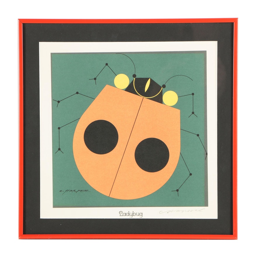 Charley Harper Signed Lithograph Print "Ladybug"