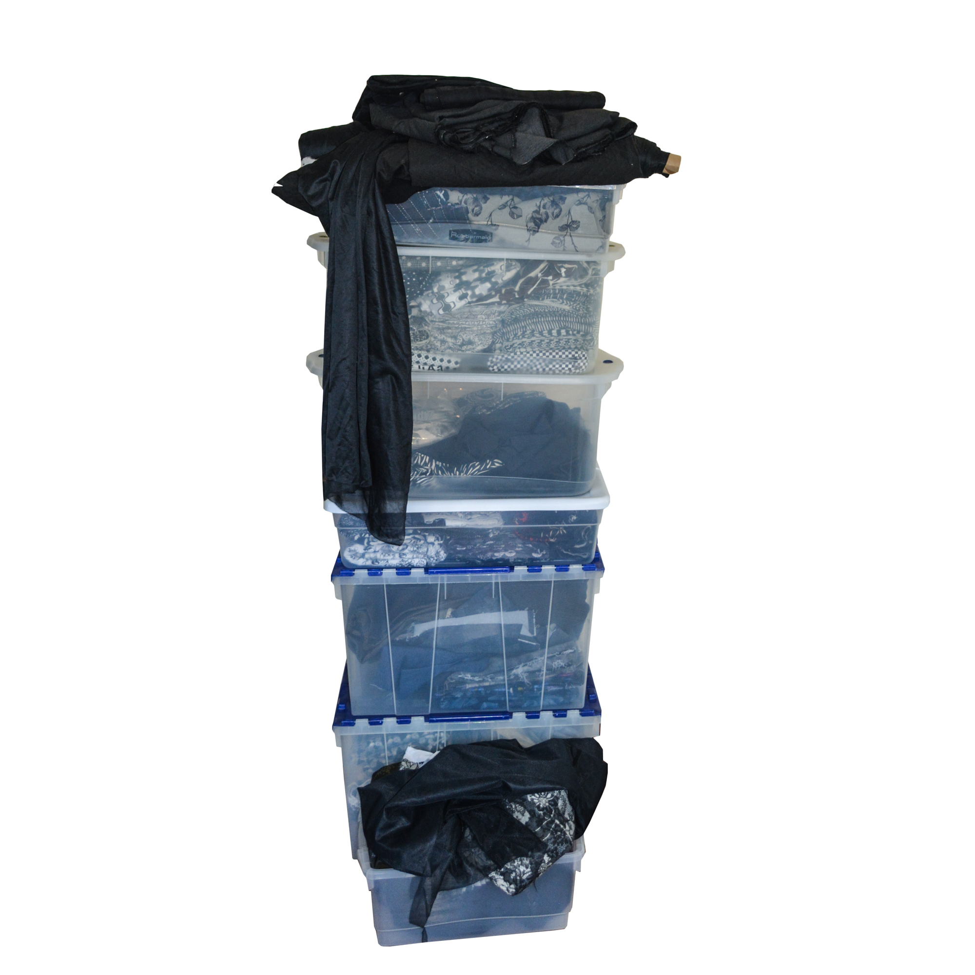 Black and White Fabric Remnants Including Sheer Black