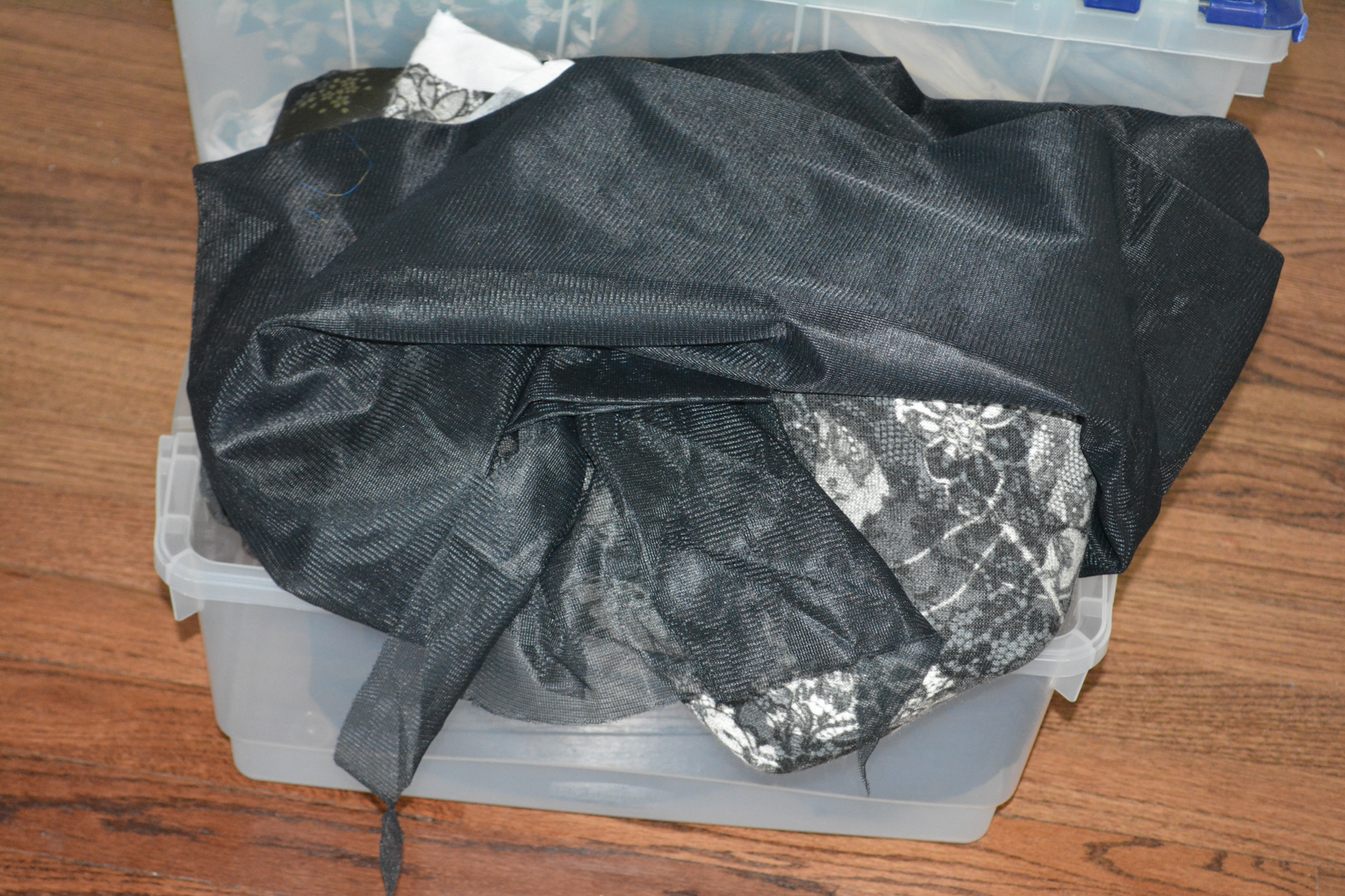Black and White Fabric Remnants Including Sheer Black