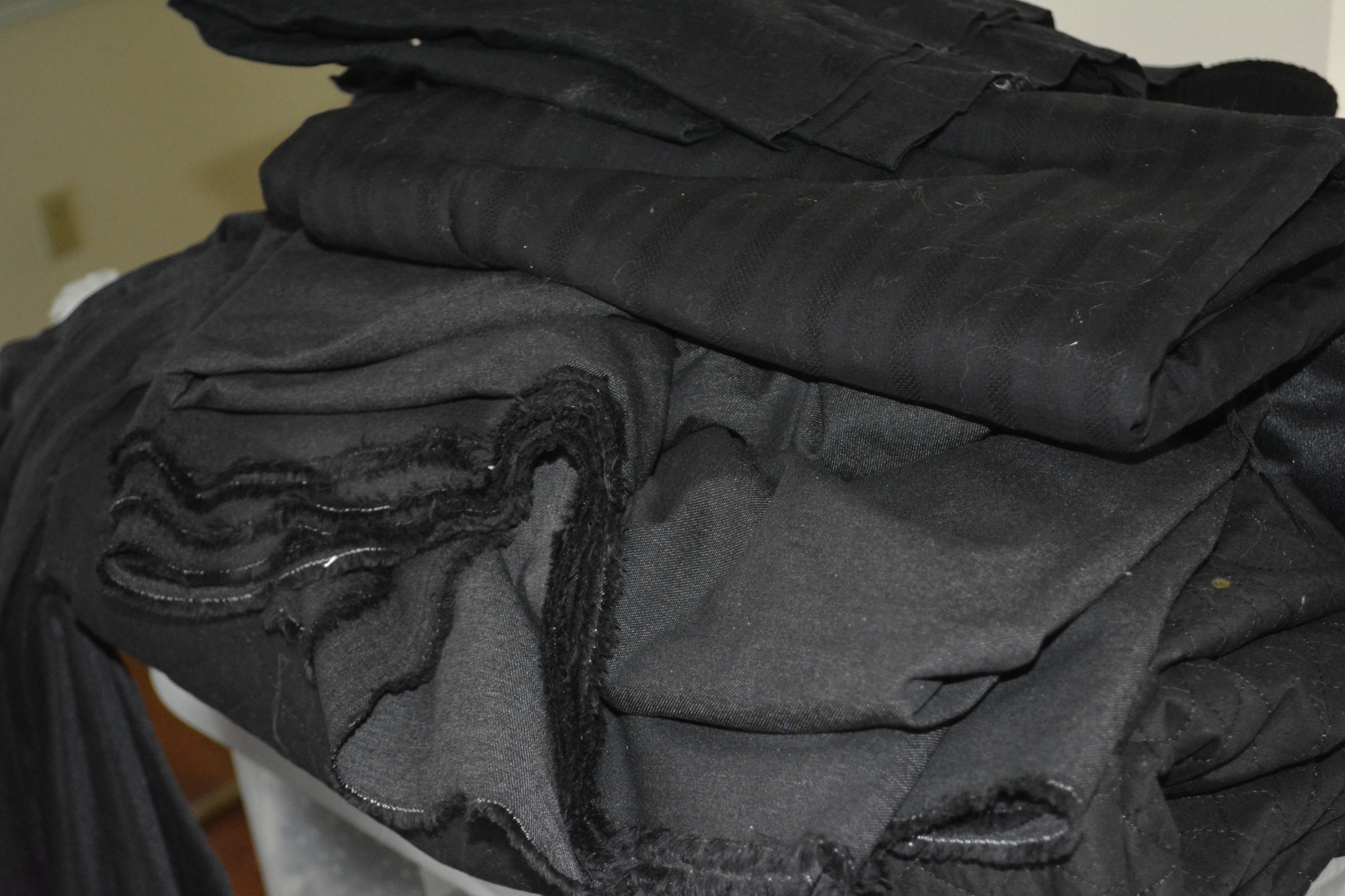 Black and White Fabric Remnants Including Sheer Black