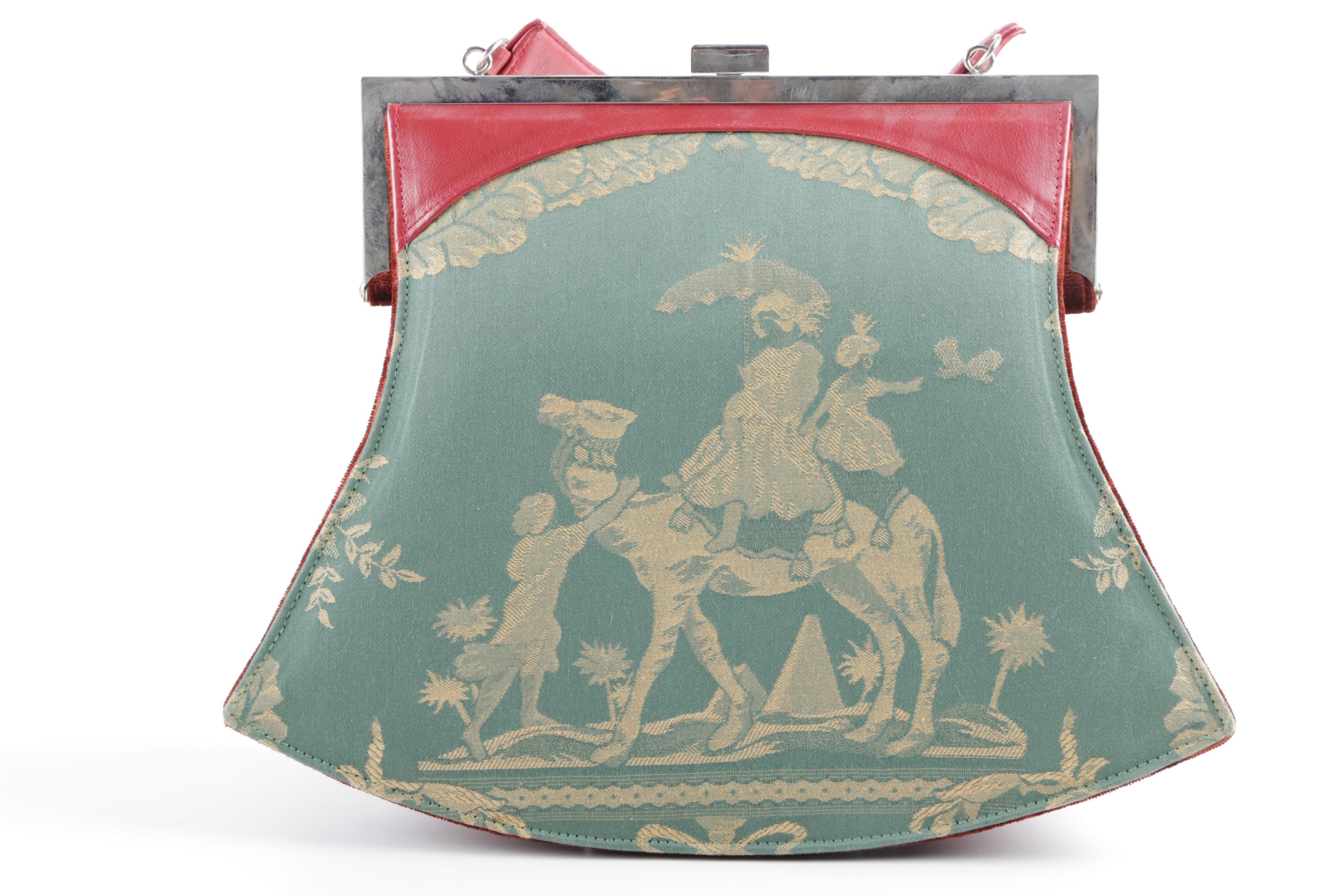 Pat Vini Embroidered Top Handle Handbag with Camel Motif