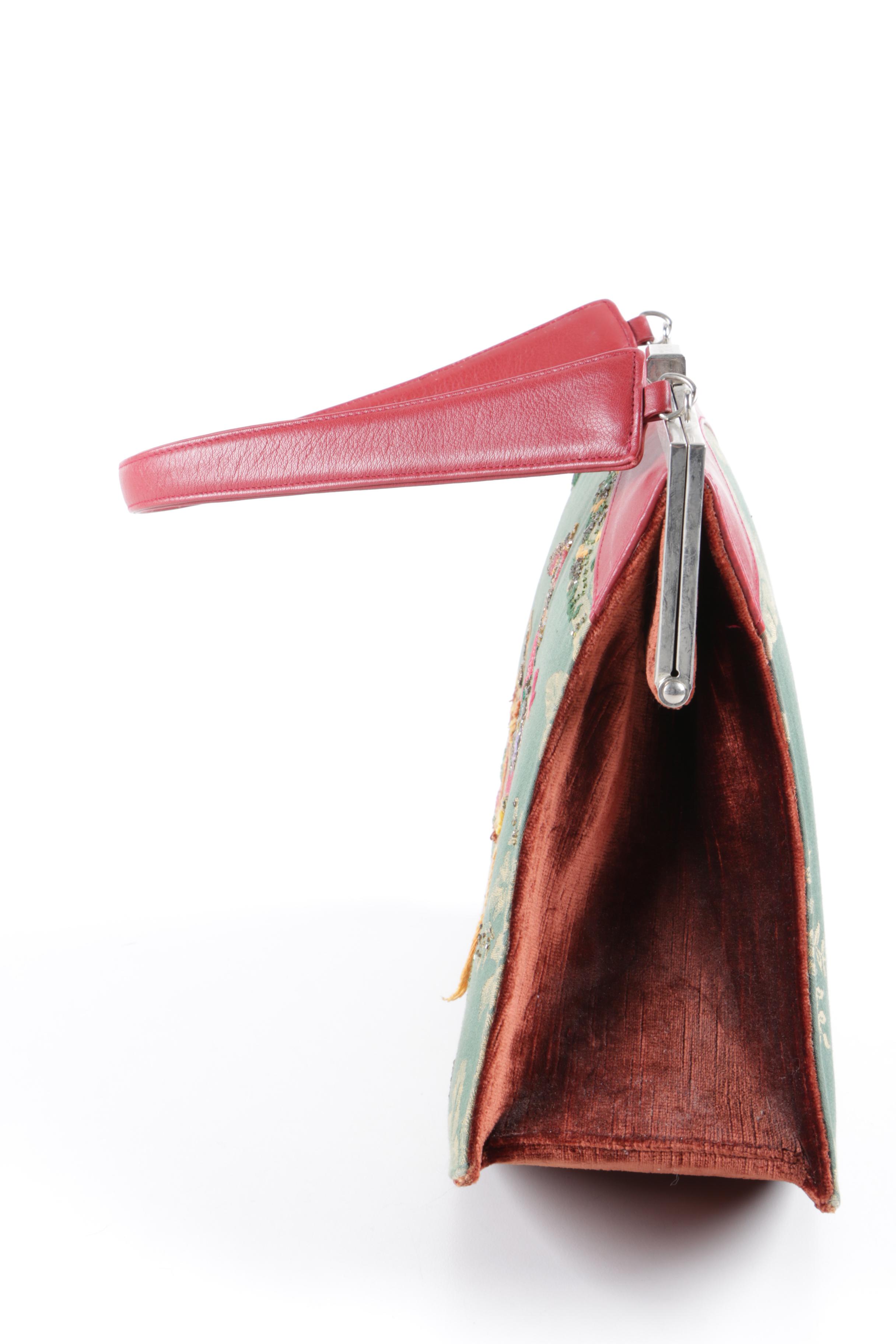 Pat Vini Embroidered Top Handle Handbag with Camel Motif