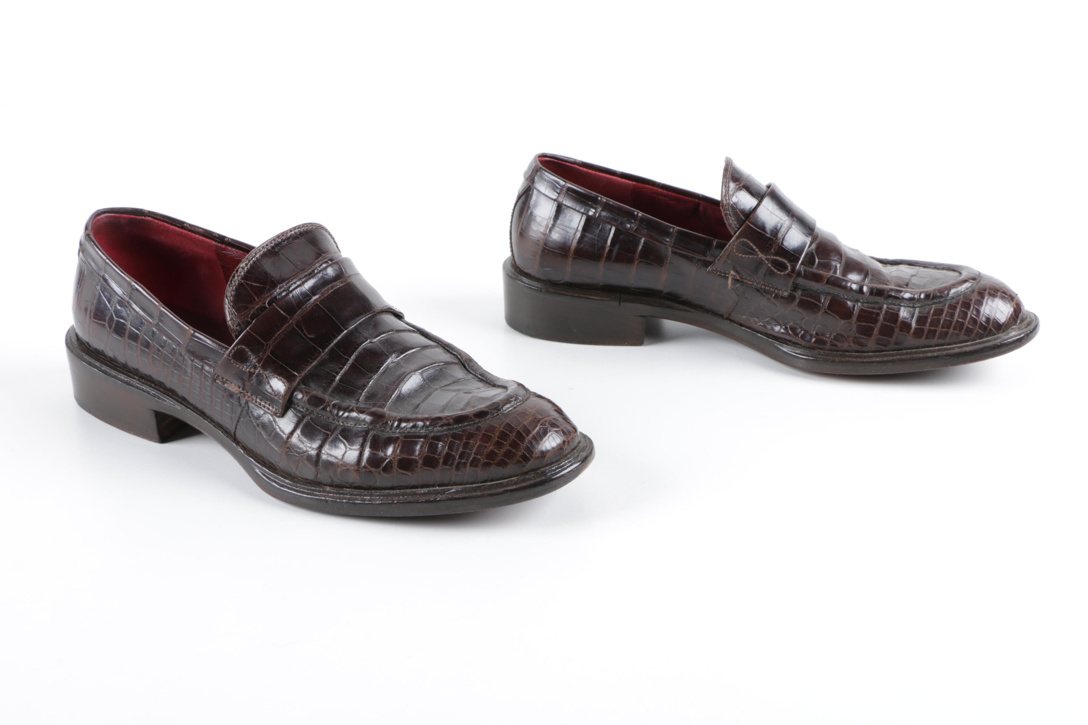 Alligator Skin and Embossed Leather Shoes by Donna Karan and Anne Klein
