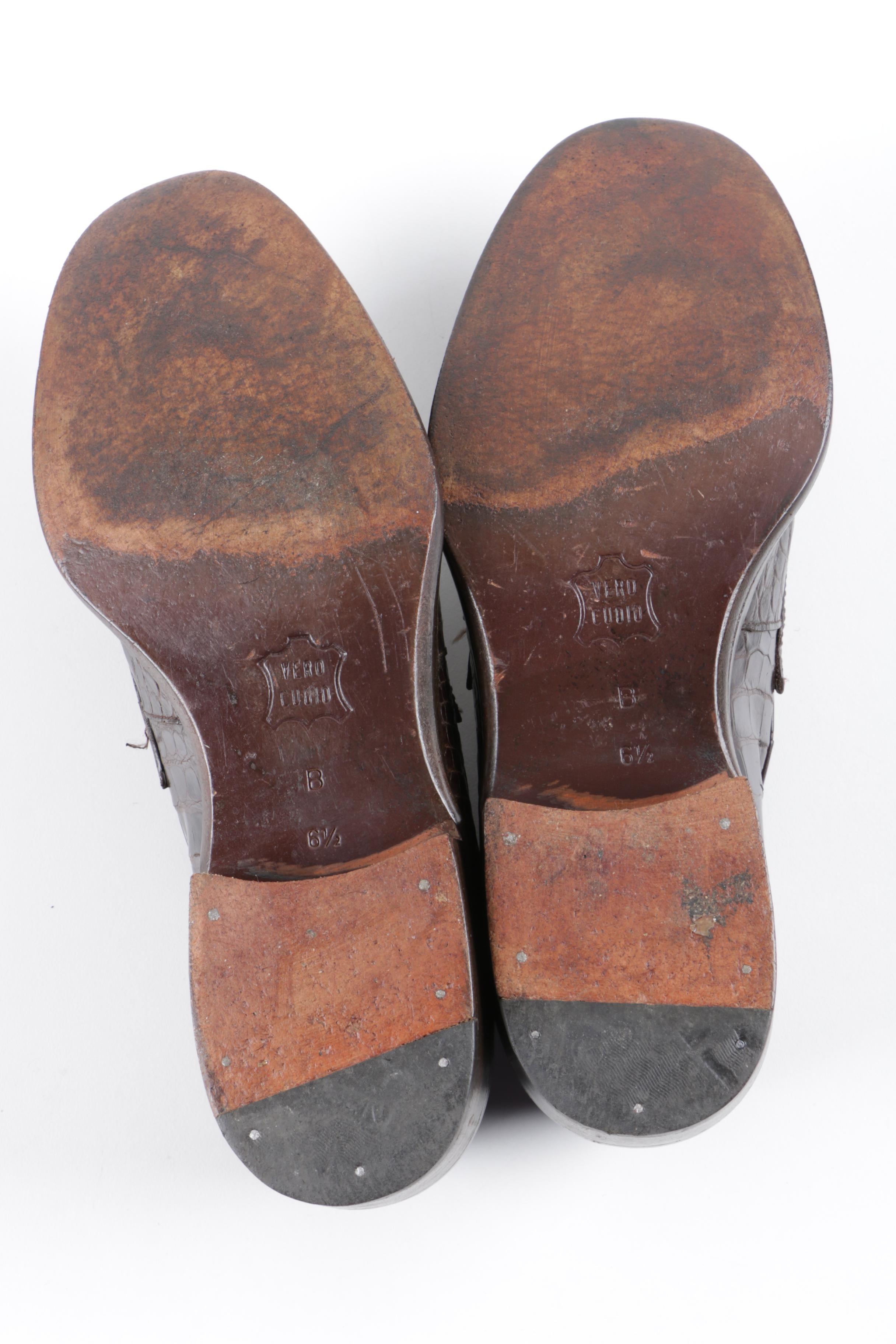 Alligator Skin and Embossed Leather Shoes by Donna Karan and Anne Klein