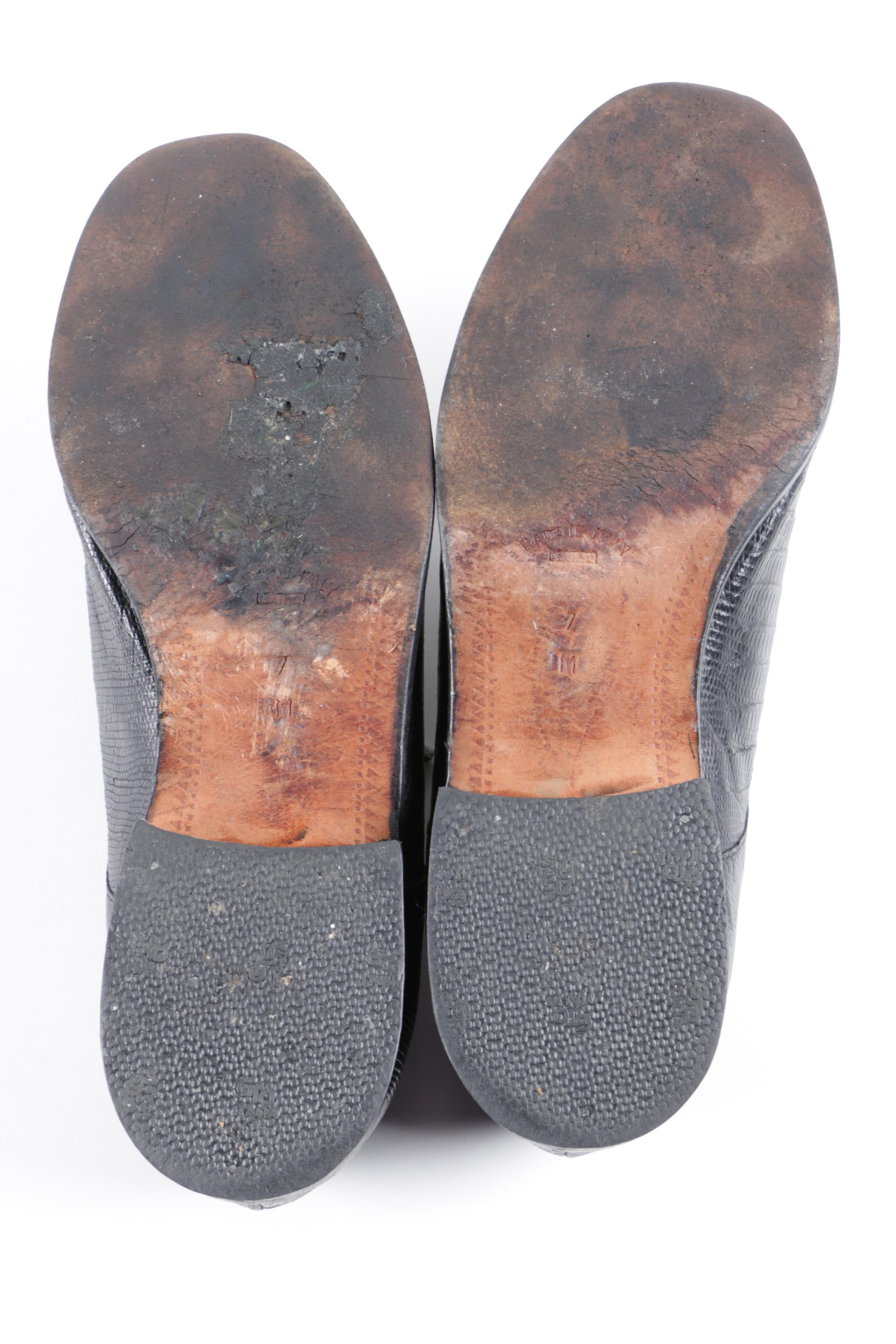 Alligator Skin and Embossed Leather Shoes by Donna Karan and Anne Klein