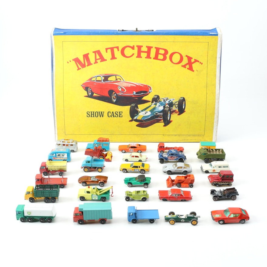 Vintage Matchbox Cars With Carrying "Show Case"