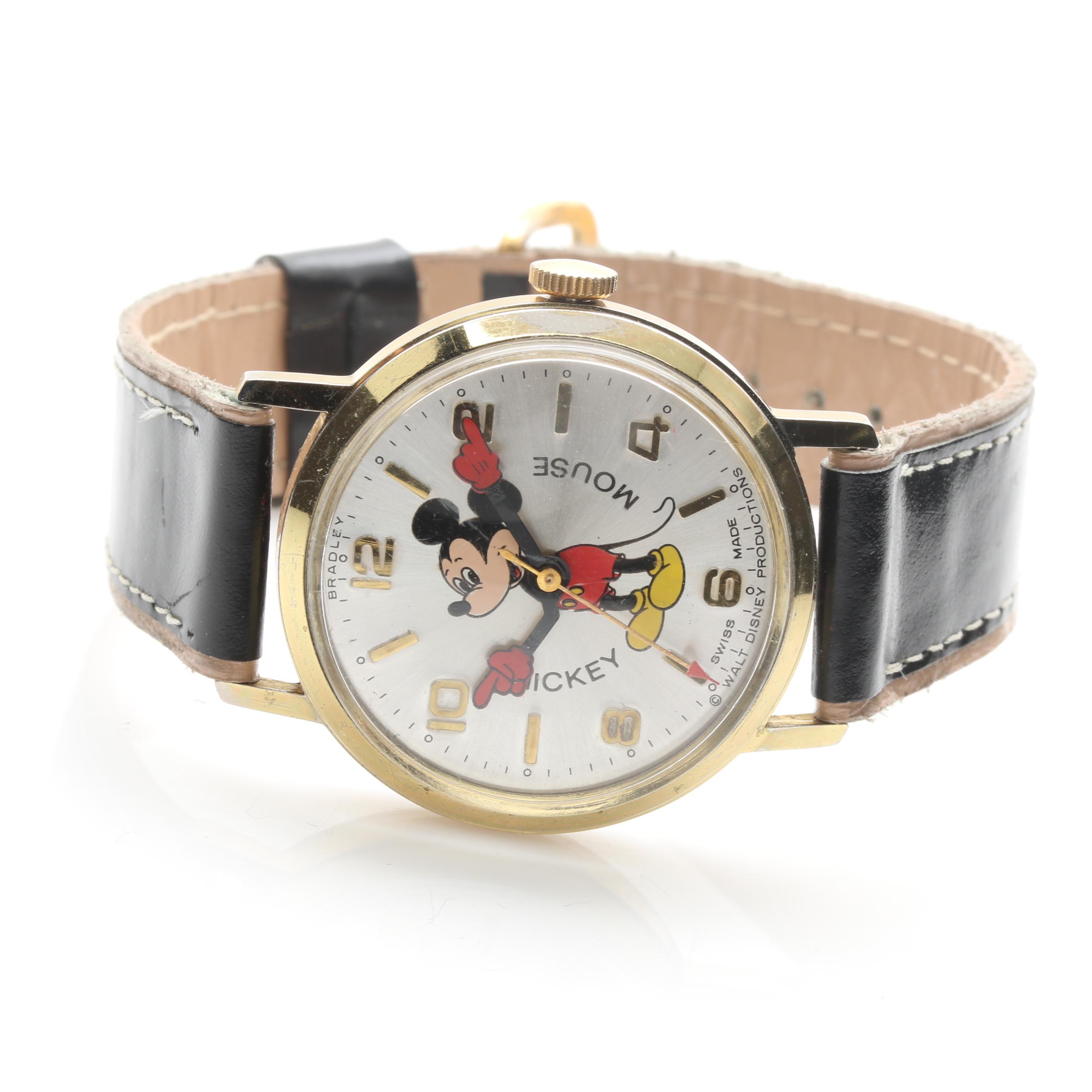 Bradley for Disney Mickey Mouse Gold Tone and Leather Watch