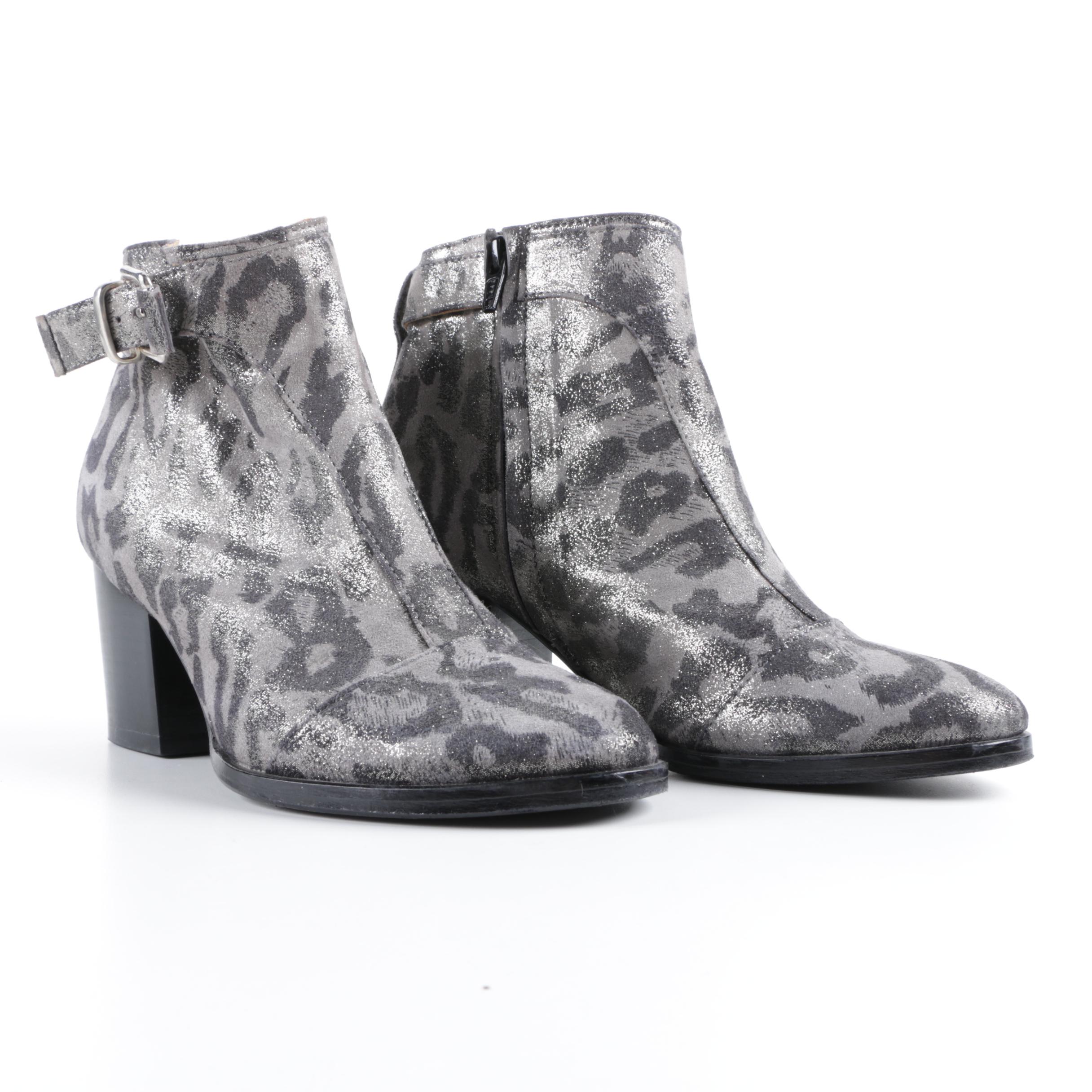 Thakoon Addition Leopard Print Leather Ankle Boots with Buckles