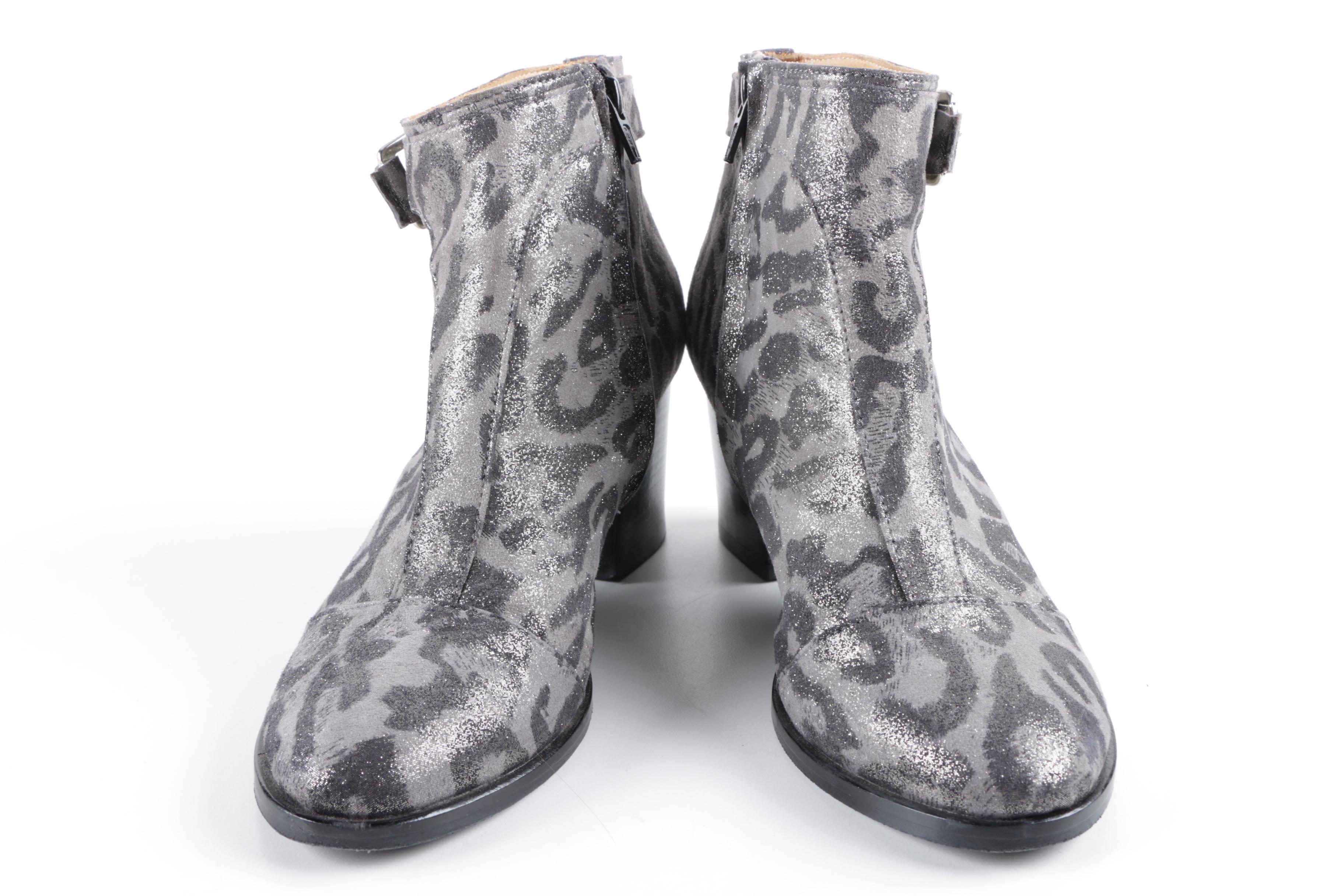 Thakoon Addition Leopard Print Leather Ankle Boots with Buckles