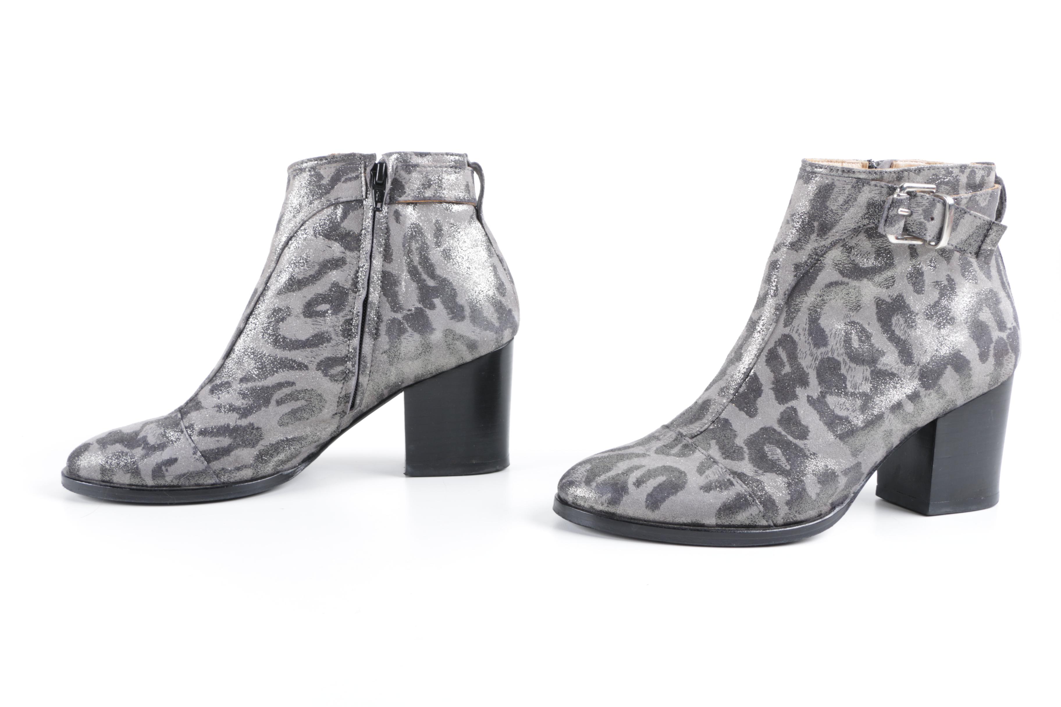 Thakoon Addition Leopard Print Leather Ankle Boots with Buckles