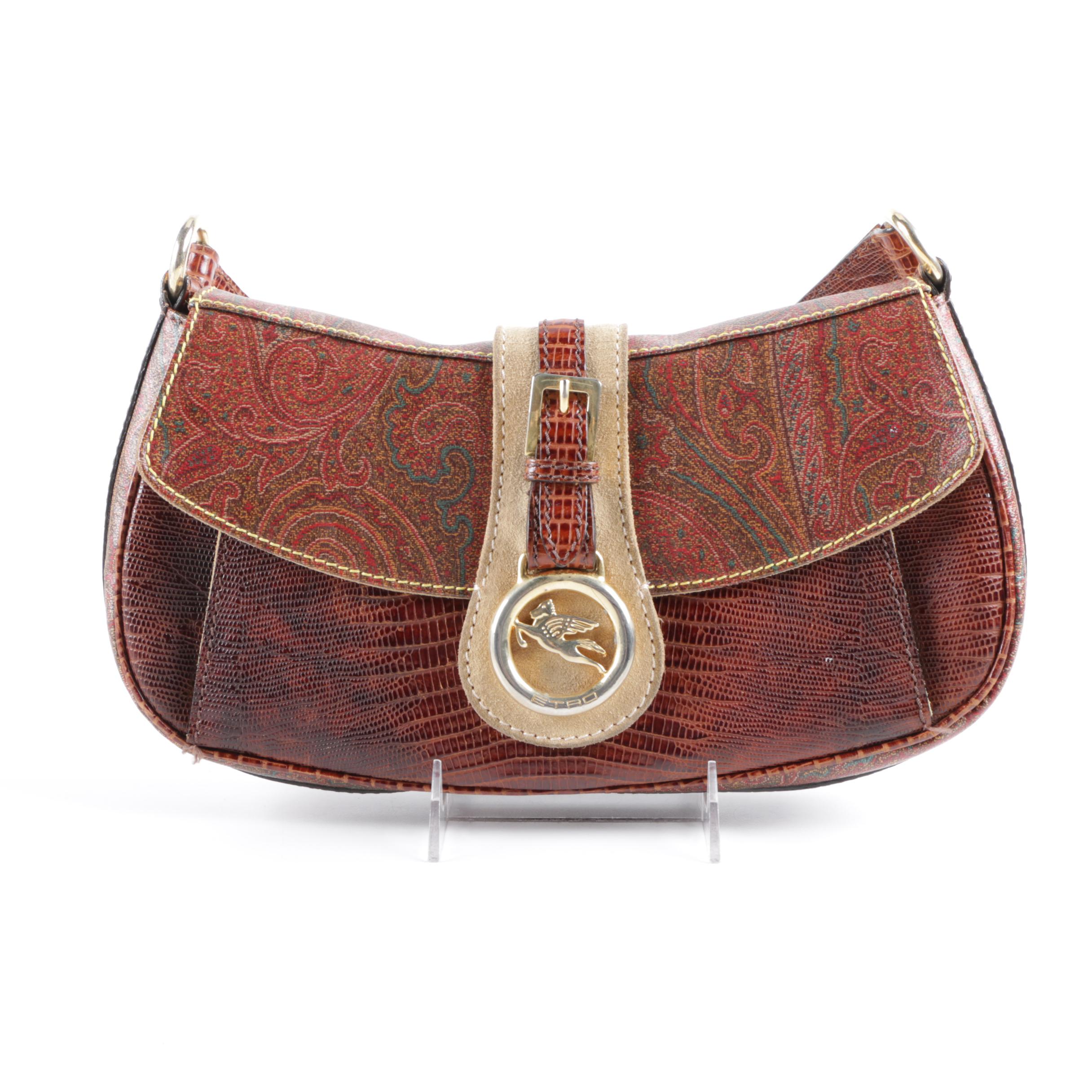 Etro Paisley Canvas and Leather Handbag