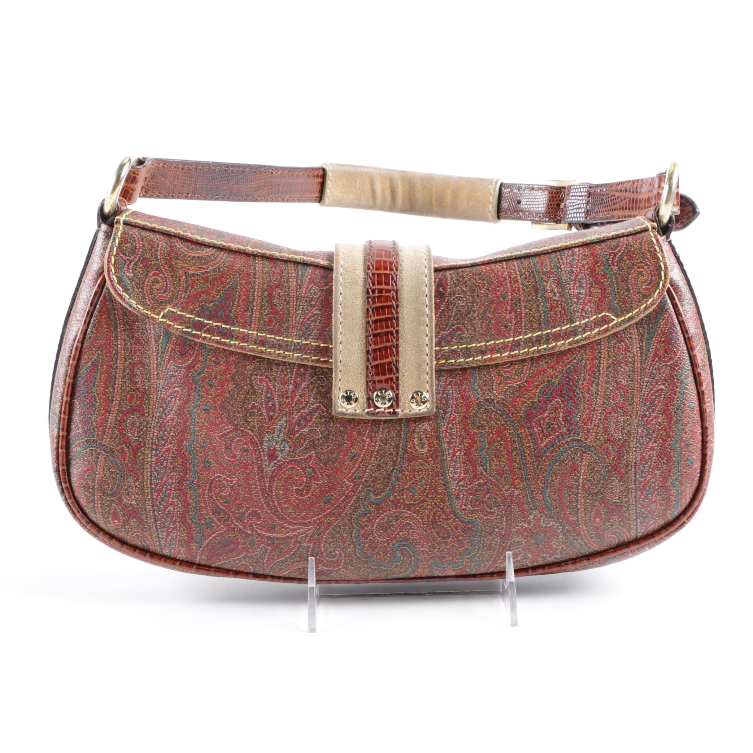 Etro Paisley Canvas and Leather Handbag