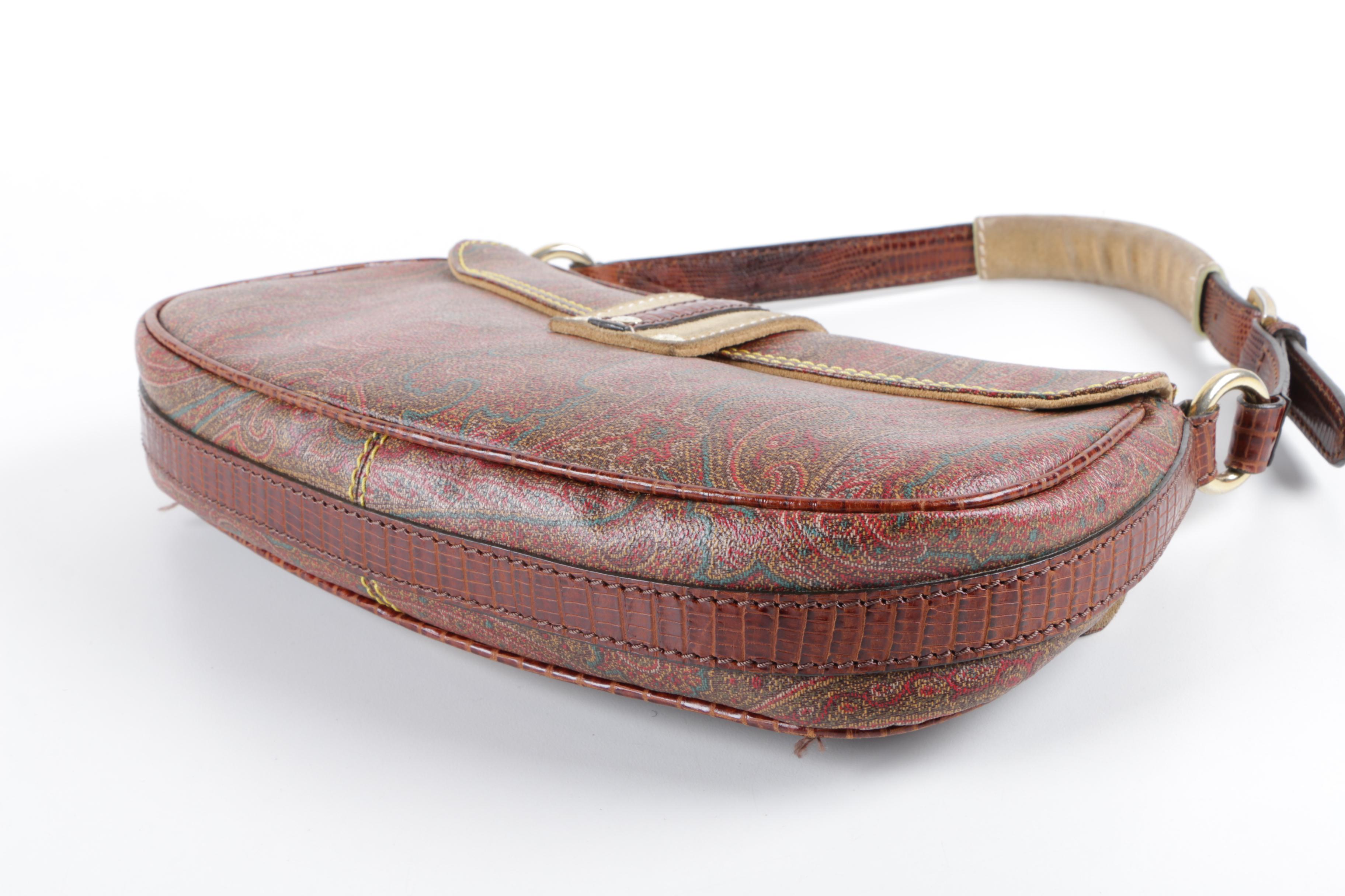 Etro Paisley Canvas and Leather Handbag