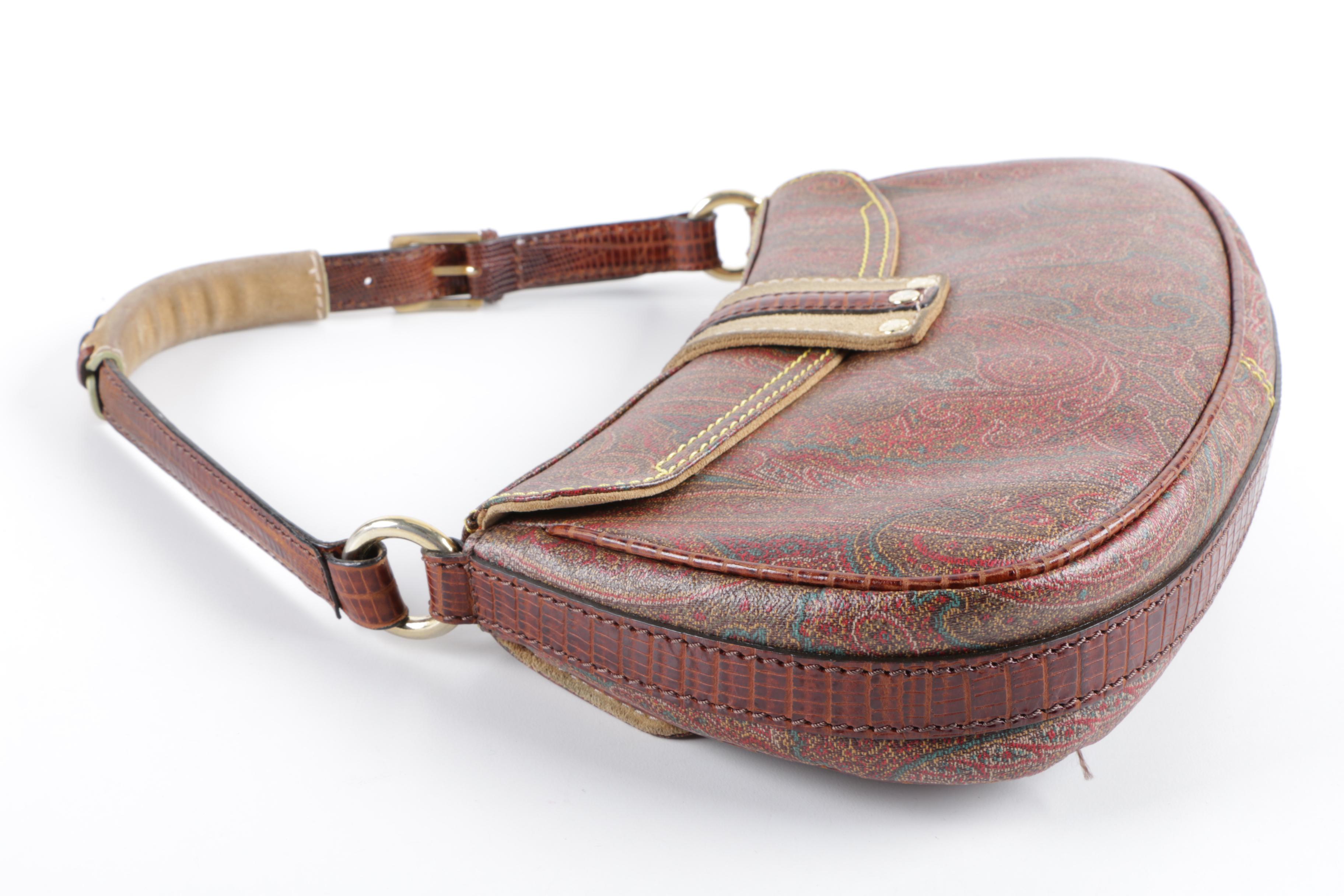 Etro Paisley Canvas and Leather Handbag