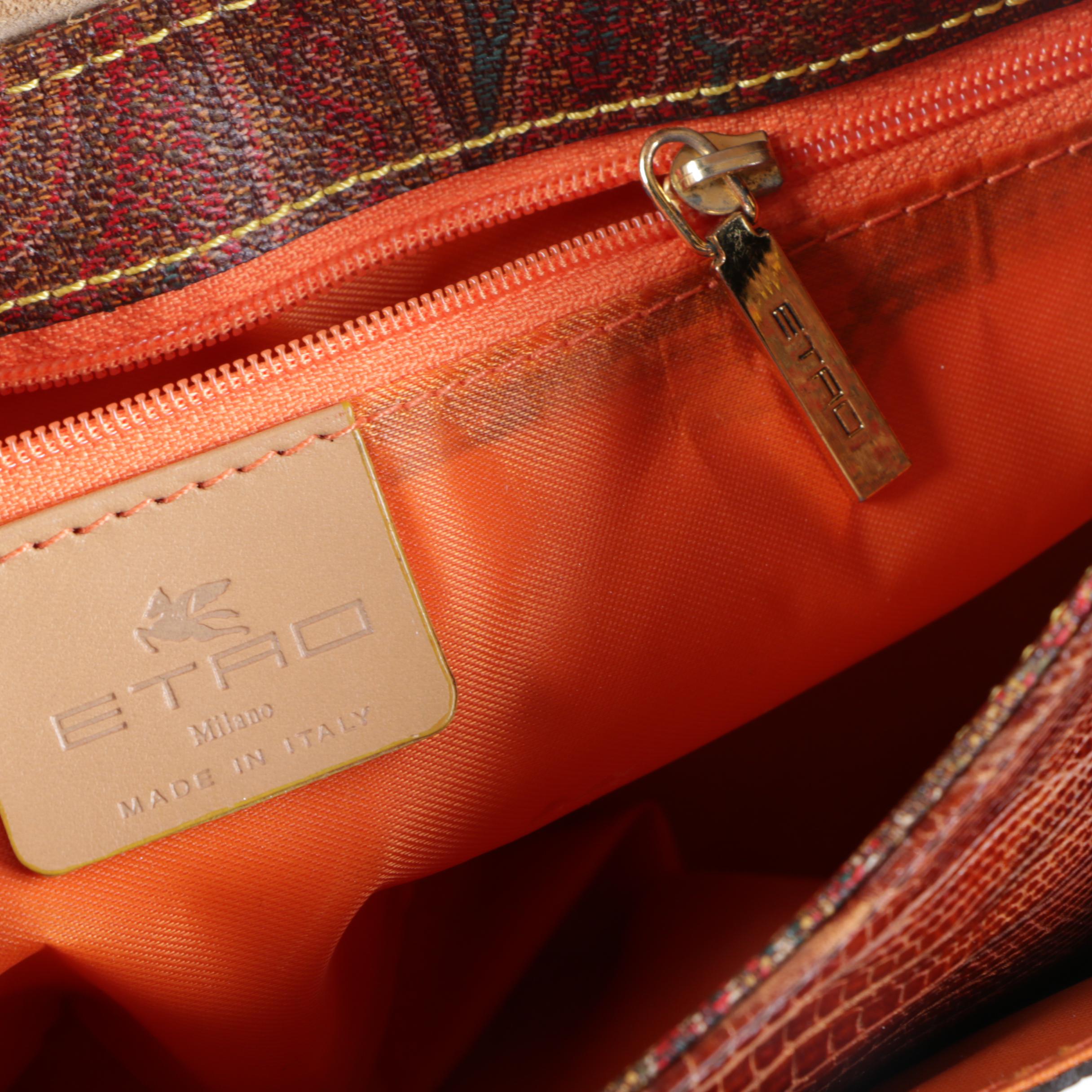 Etro Paisley Canvas and Leather Handbag