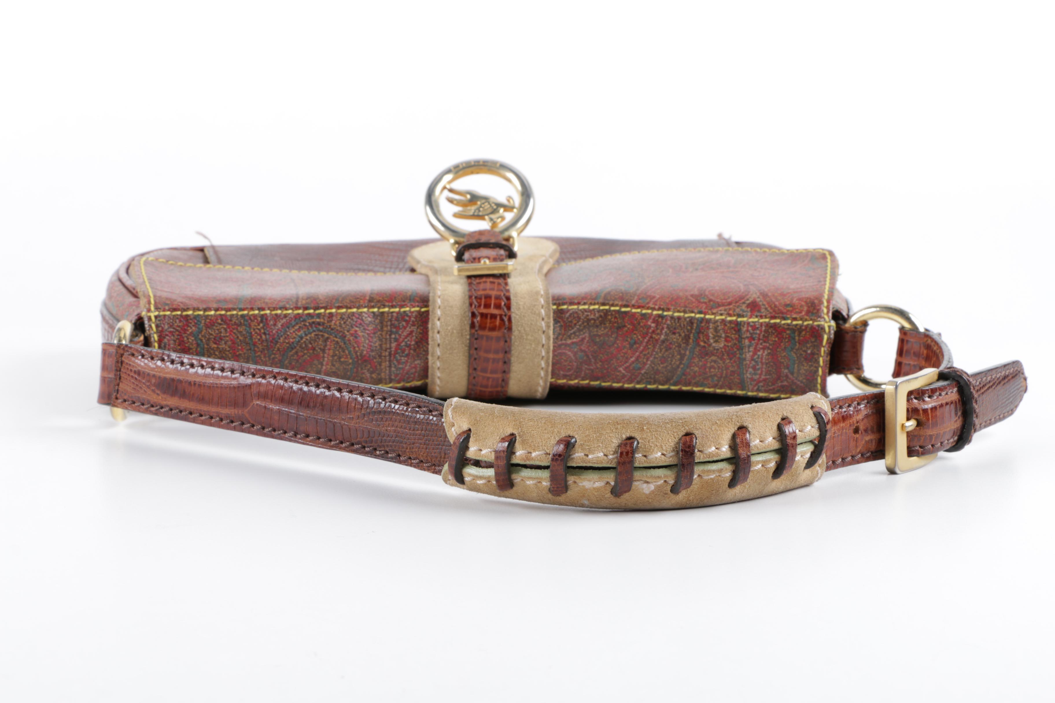 Etro Paisley Canvas and Leather Handbag