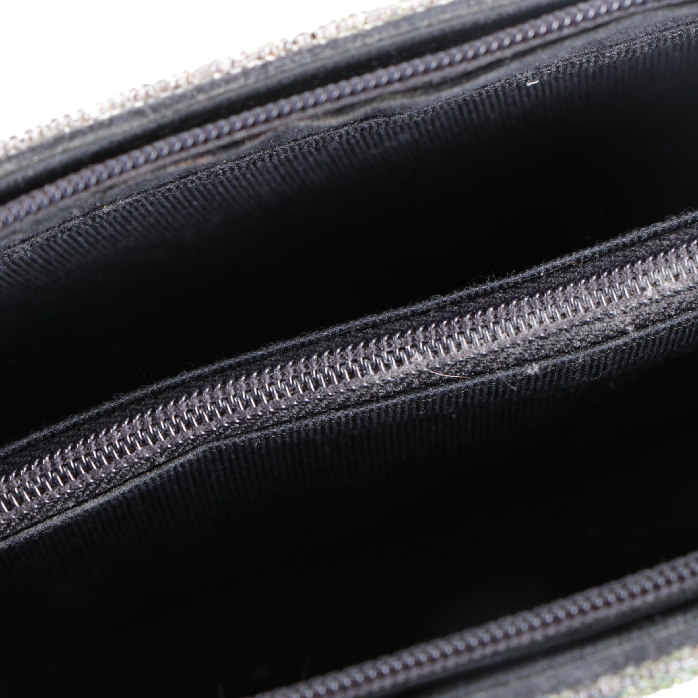 Dyed Ostrich Clutch Embellished with Semi-Precious Stones and Sequined Purse