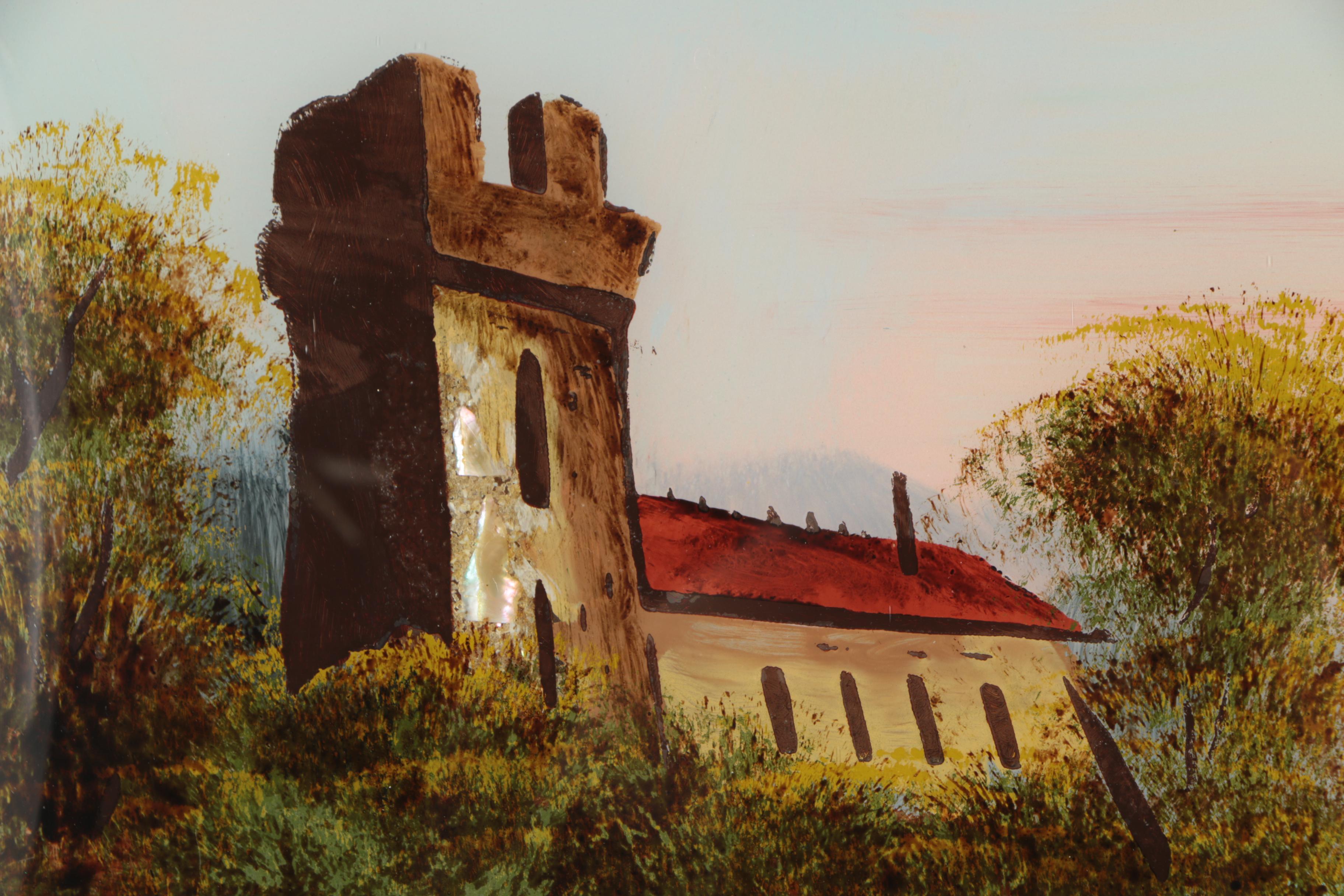 Vintage Reverse Glass Oil Painting