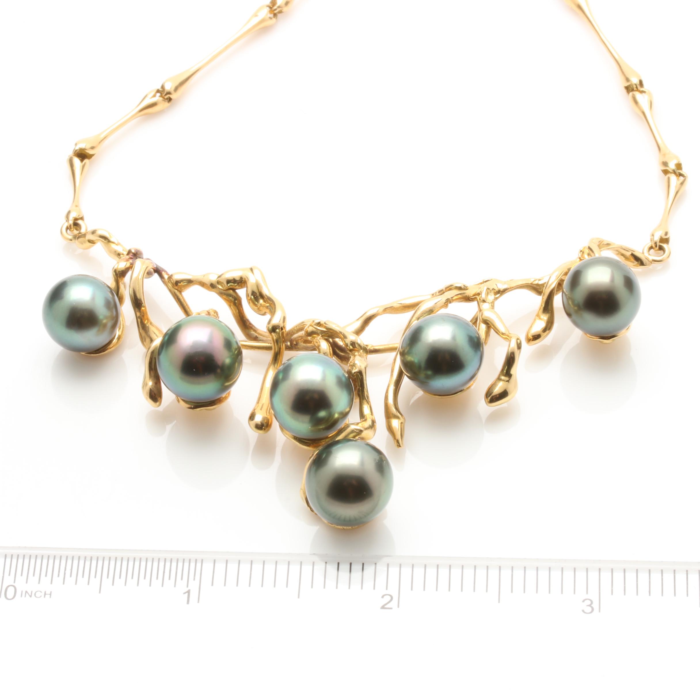 18K Yellow Gold Tahitian Pearl Necklace