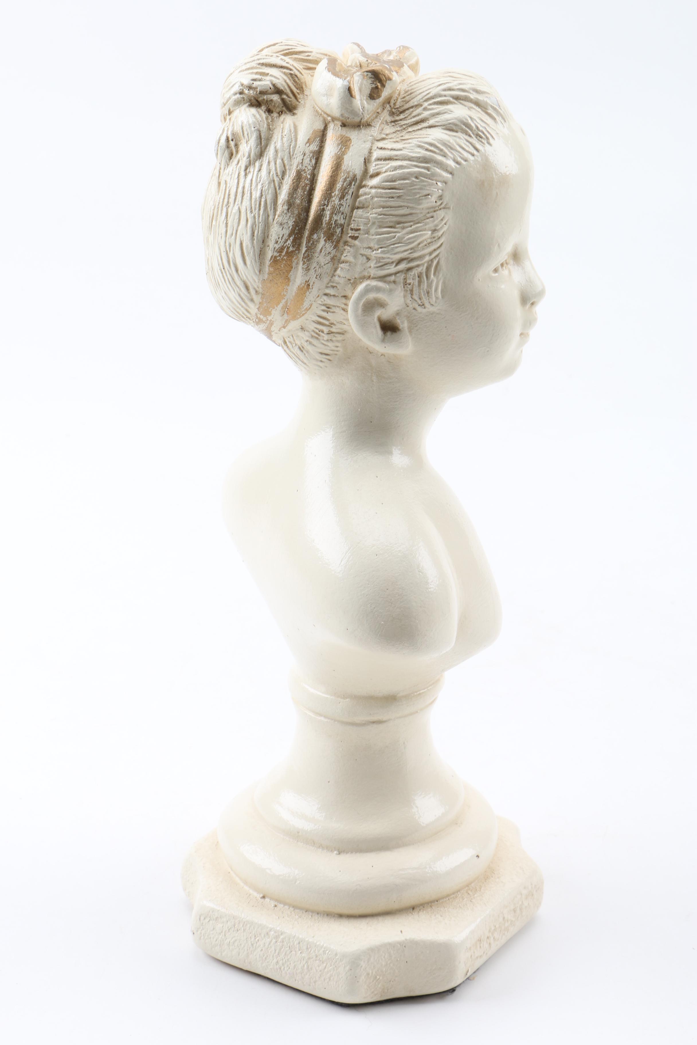 Reproduction Plaster Bust of Girl with Hair Ribbon