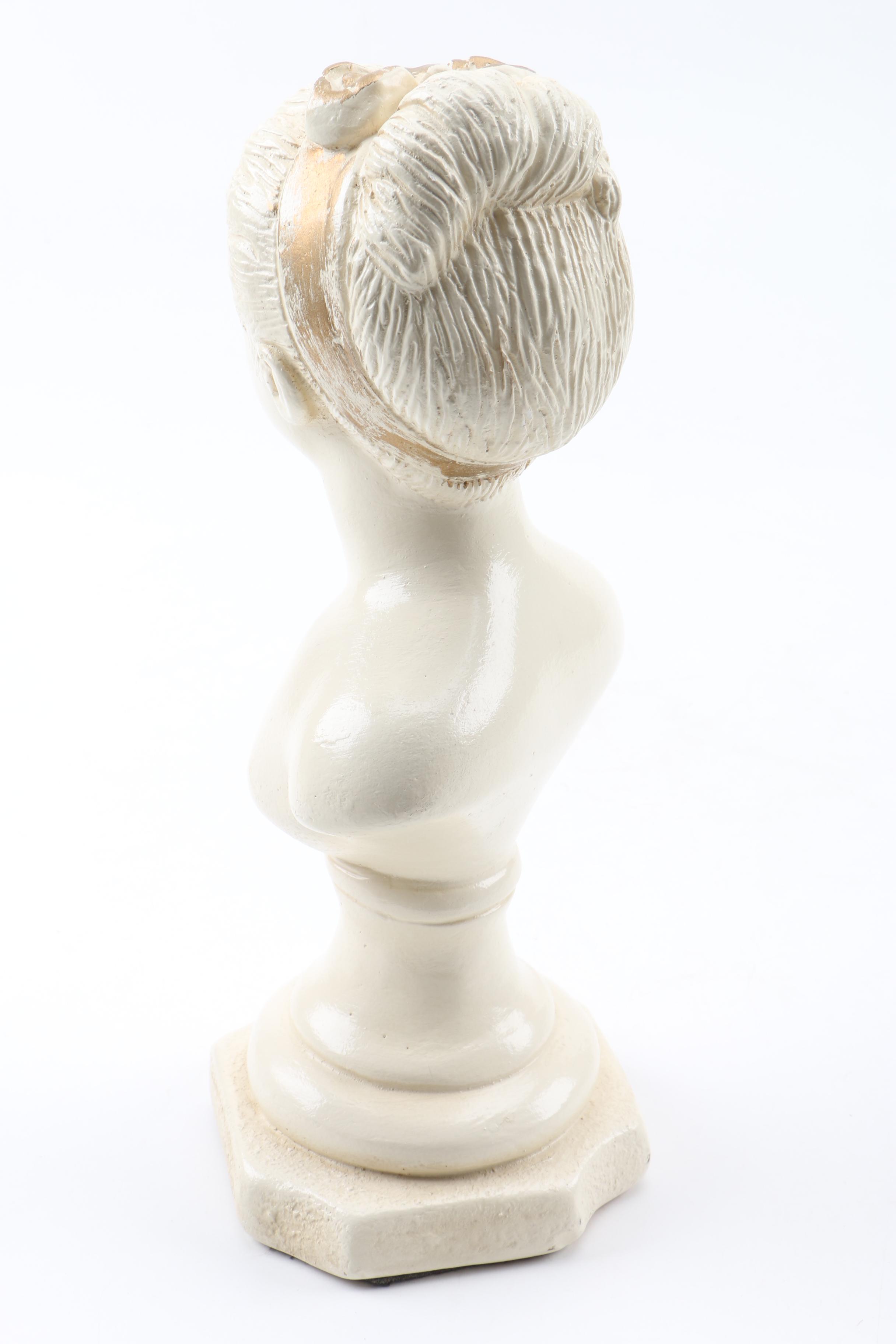 Reproduction Plaster Bust of Girl with Hair Ribbon