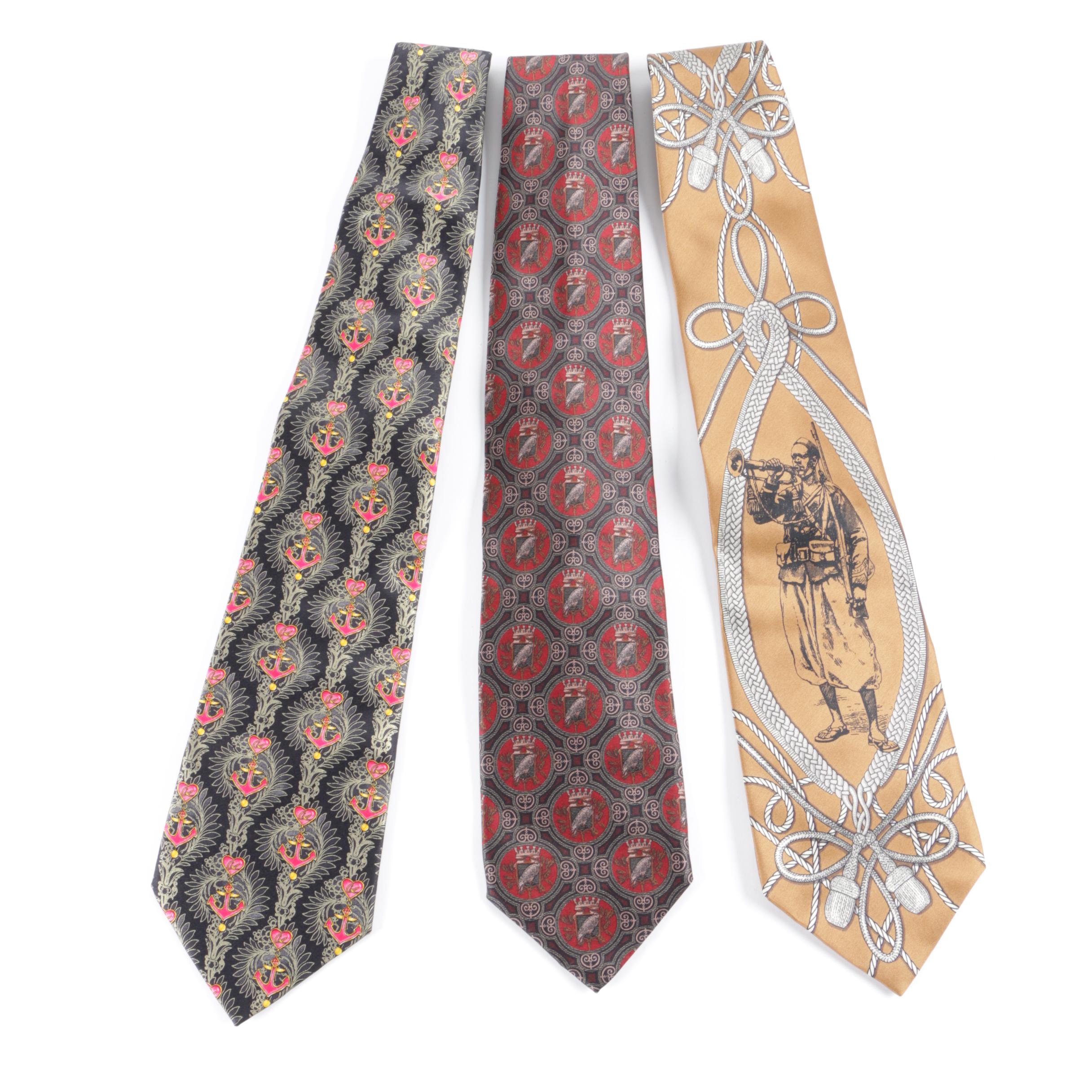 Christian Lacroix of Paris and Gianfranco Ferre Silk Neckties, Made in Italy