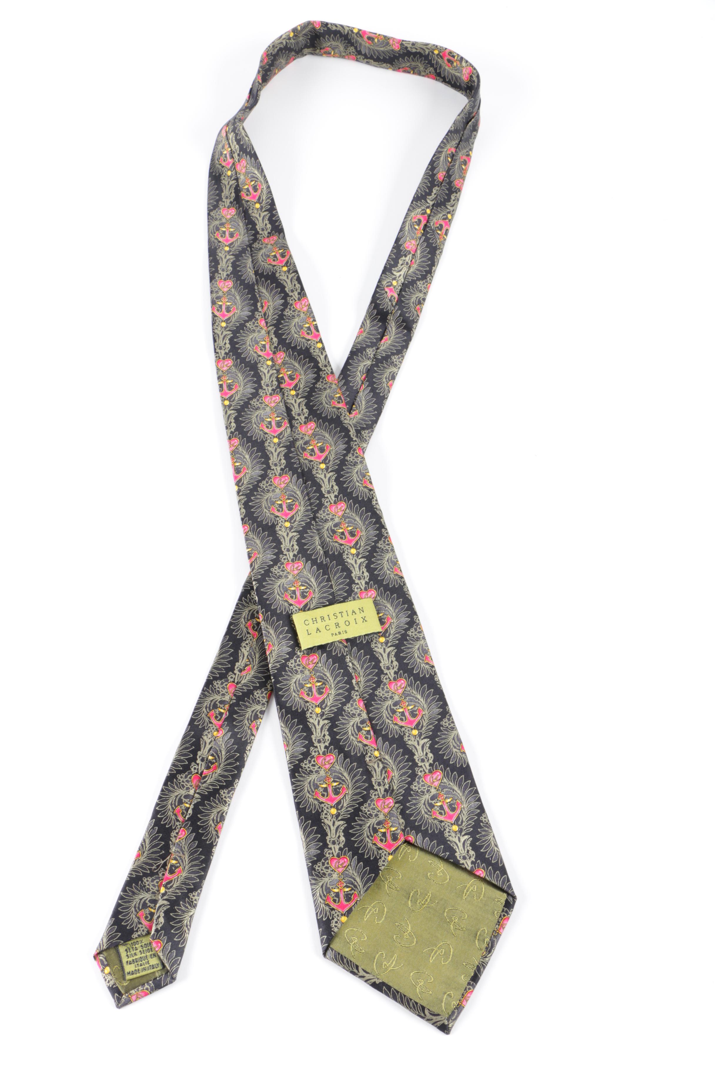 Christian Lacroix of Paris and Gianfranco Ferre Silk Neckties, Made in Italy