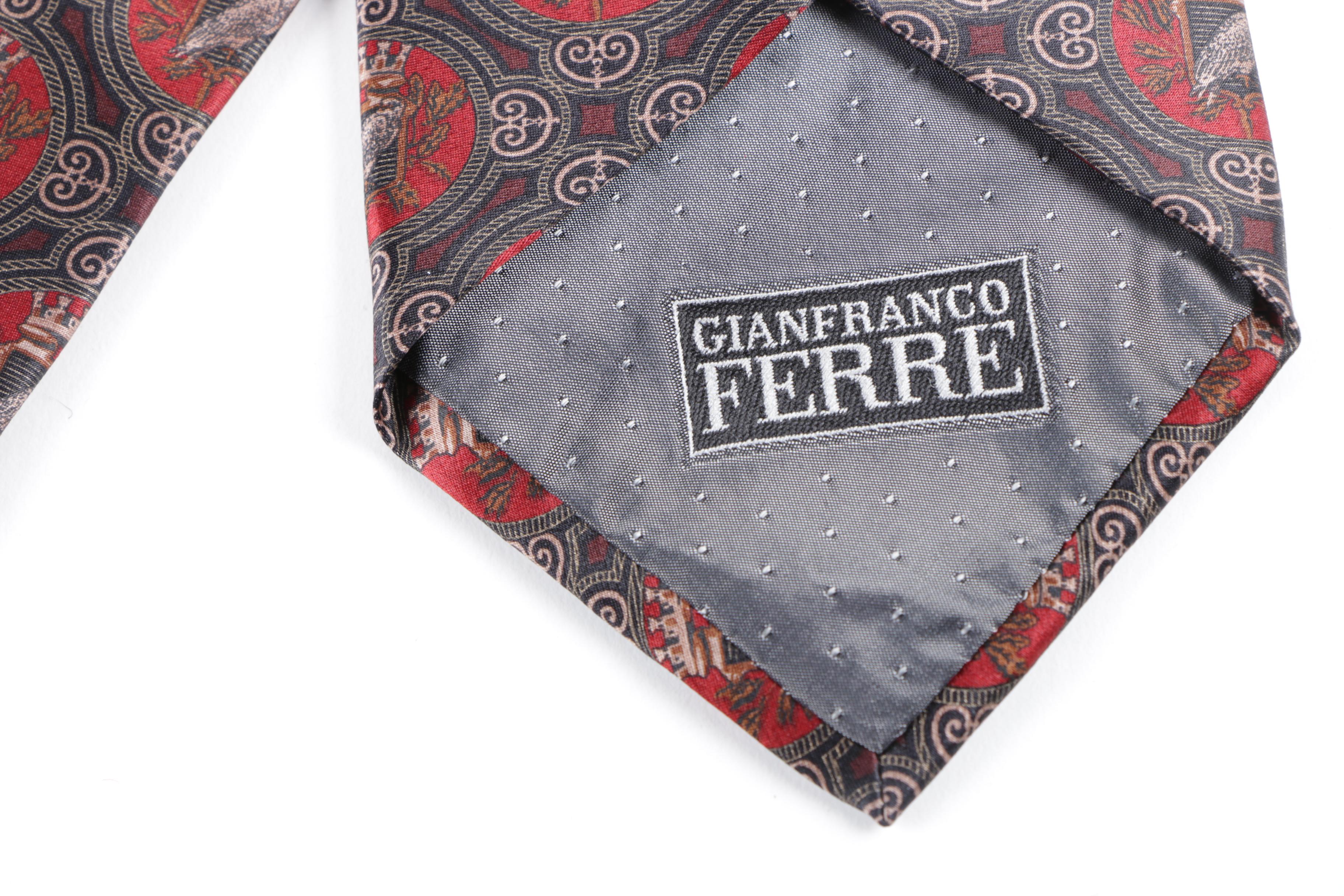Christian Lacroix of Paris and Gianfranco Ferre Silk Neckties, Made in Italy
