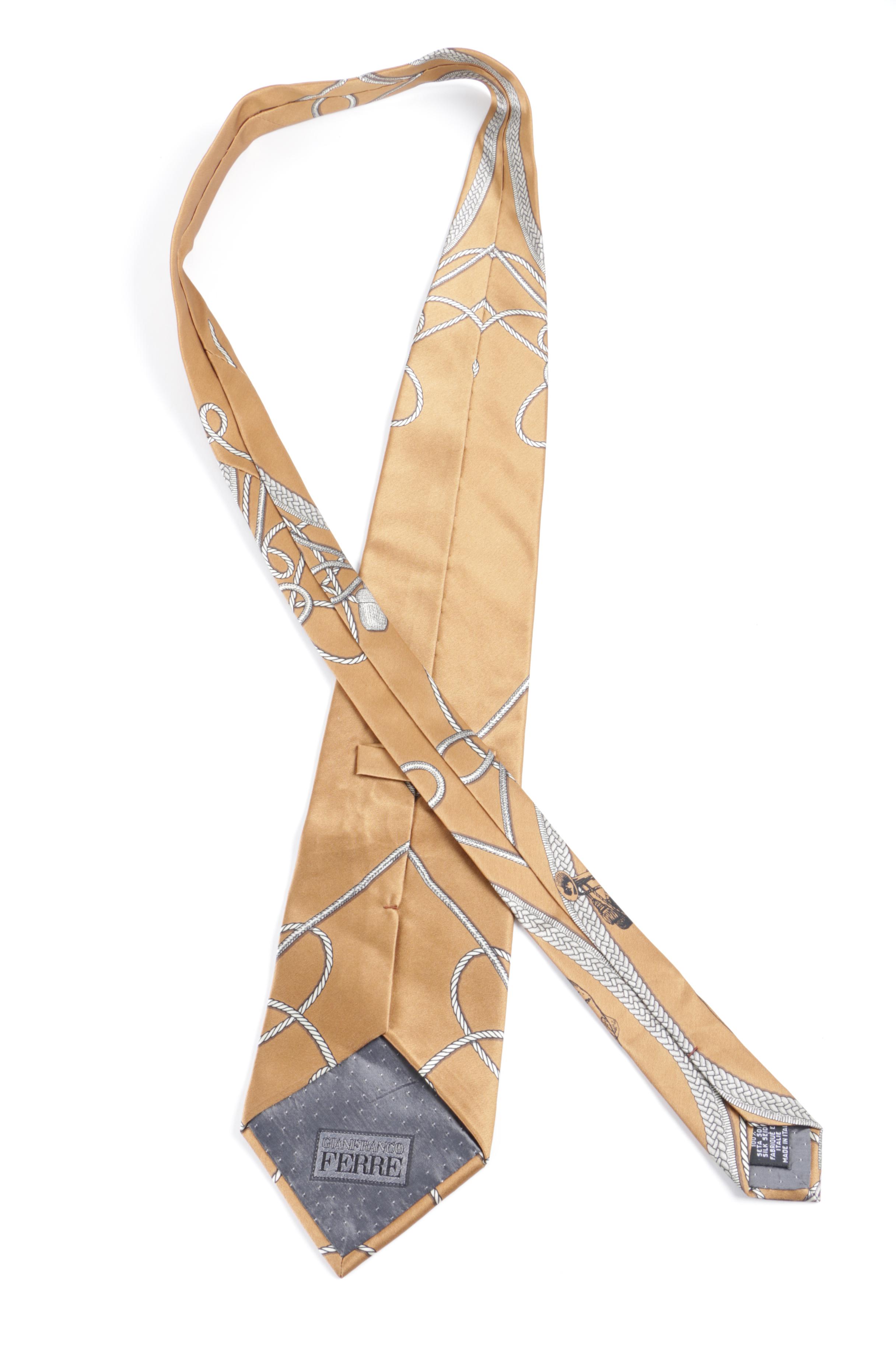 Christian Lacroix of Paris and Gianfranco Ferre Silk Neckties, Made in Italy