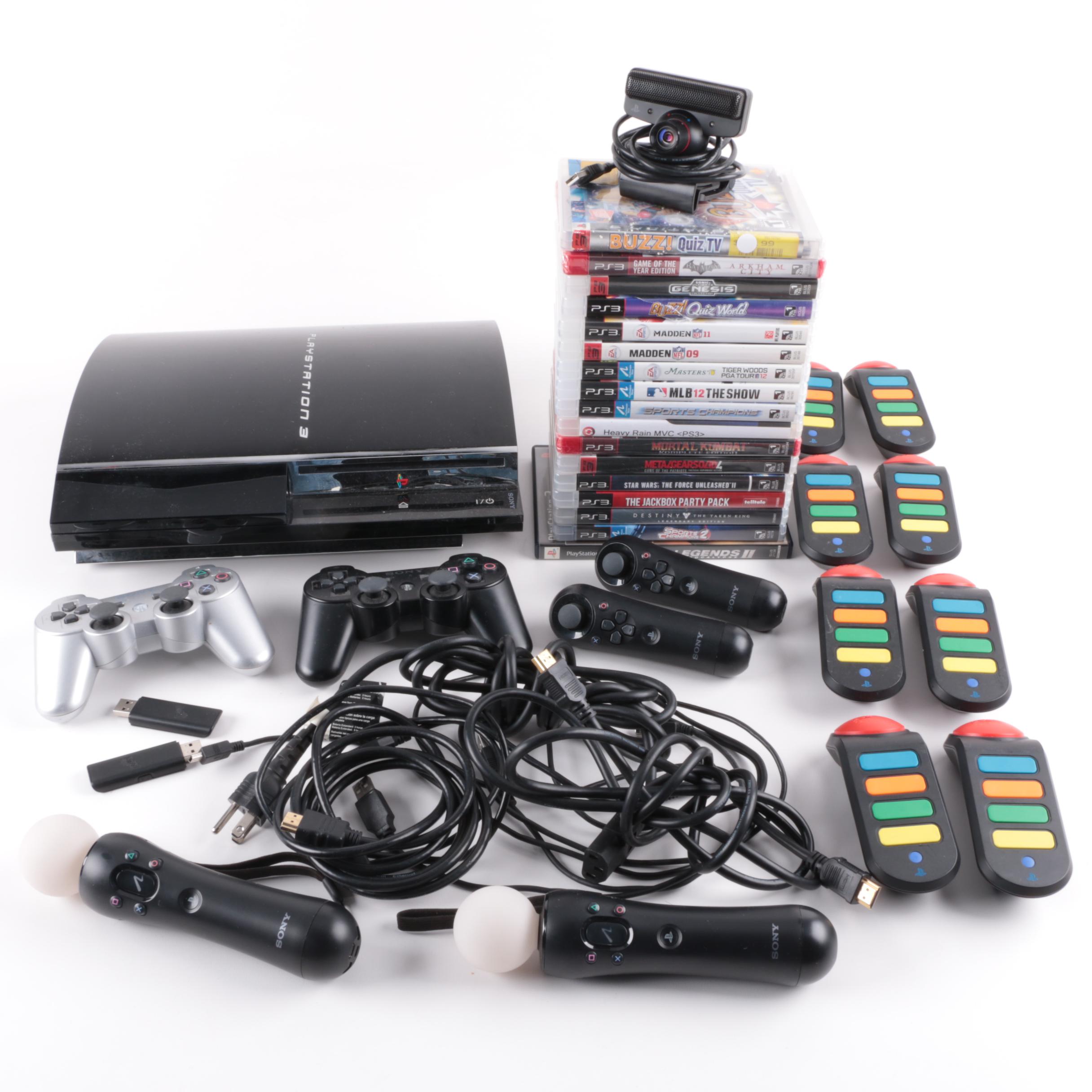 Playstation 3 Video Game Console, Playstation Move, Accessories and Games