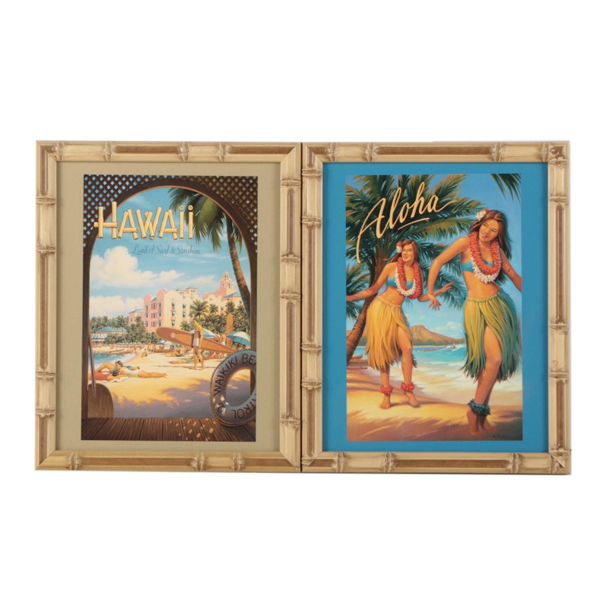 Reproduction Prints After Kerne Erickson of Hawaii Travel Advertisements