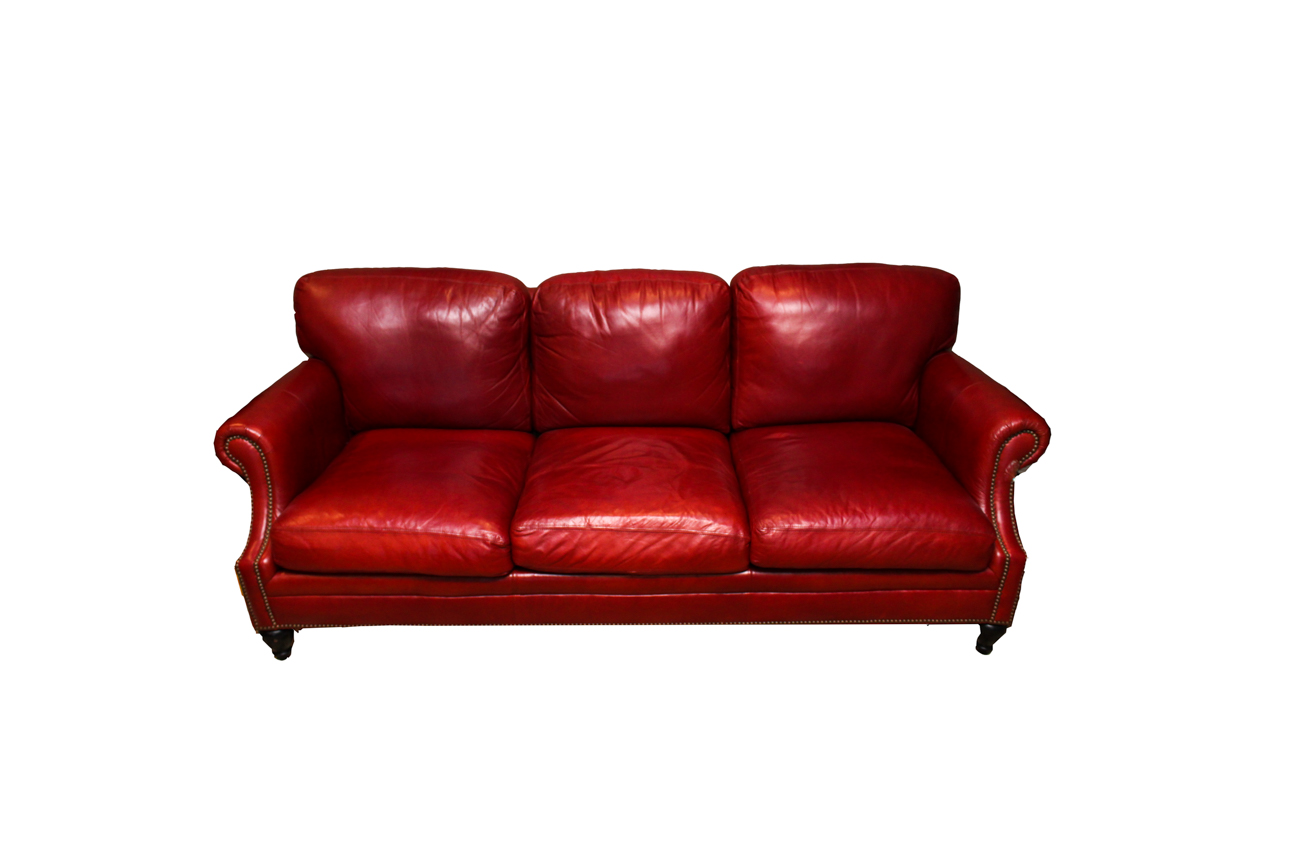 Bernhardt Red Leather Sofa