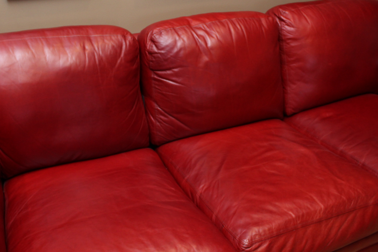 Bernhardt Red Leather Sofa