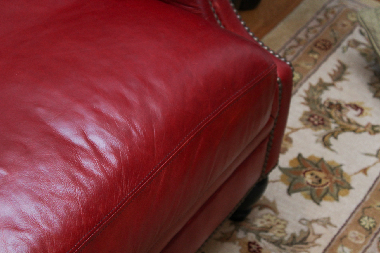 Bernhardt Red Leather Sofa