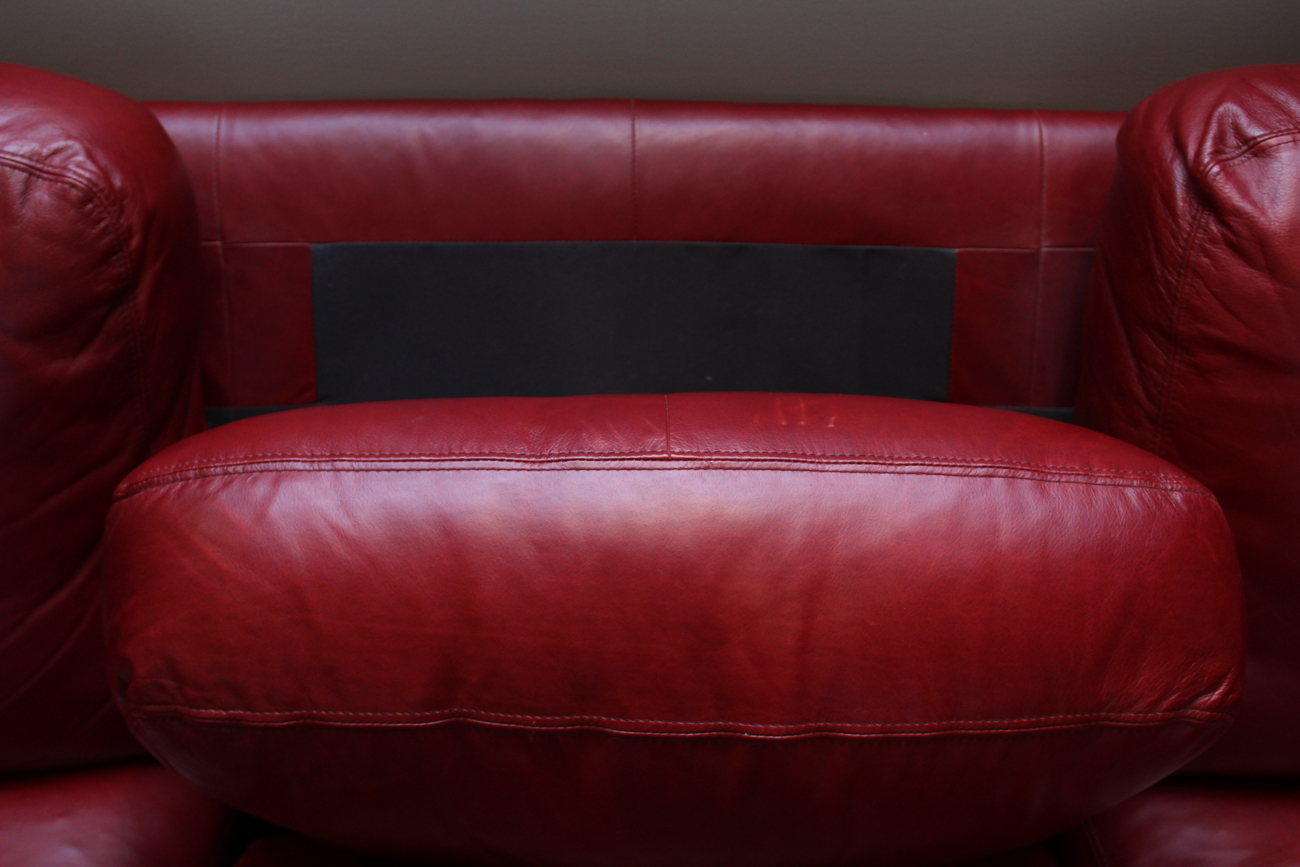 Bernhardt Red Leather Sofa