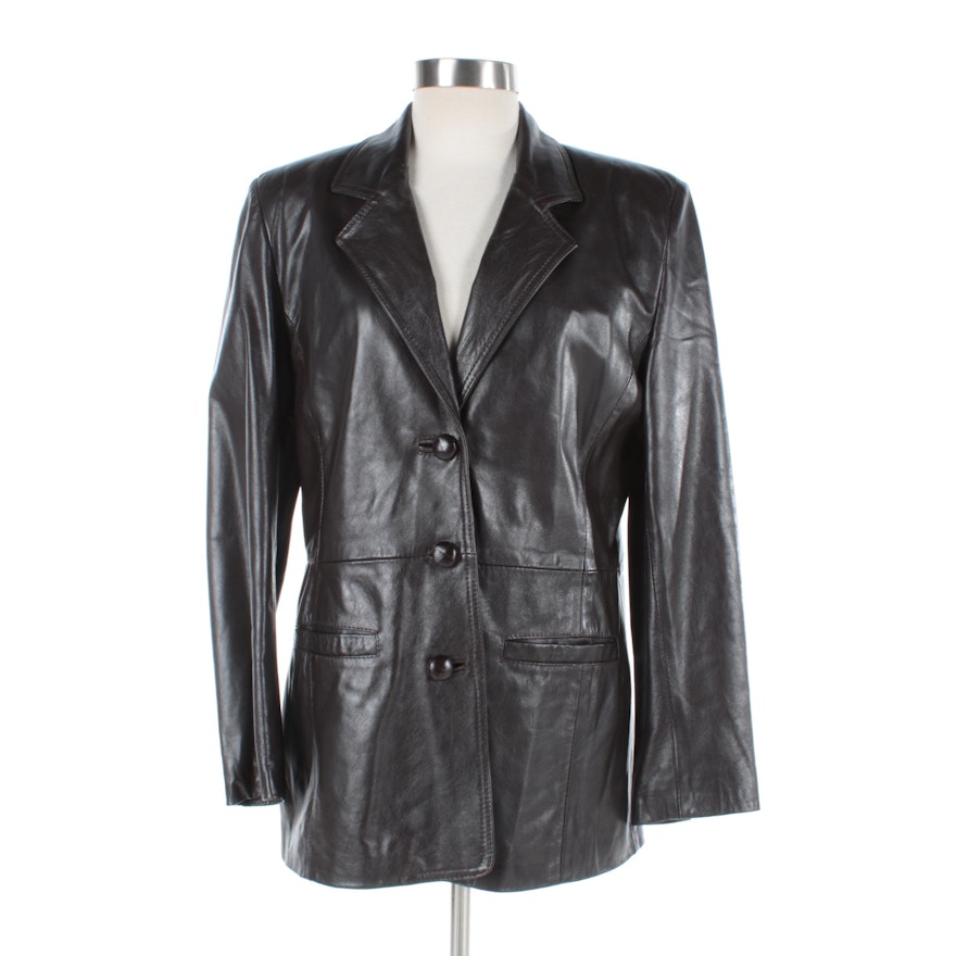 Women's G.V. Creazioni Black Leather Single-Breasted Jacket