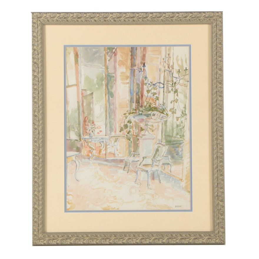 Alicia Boyle Watercolor Painting "The Gobeling Drawing Room"