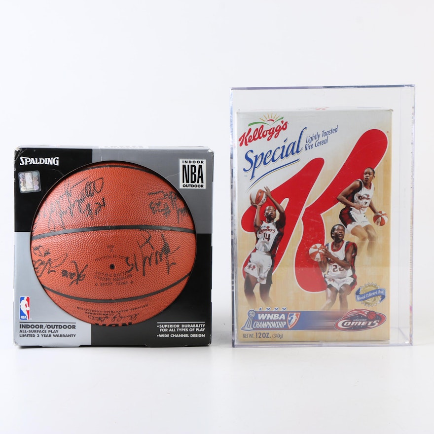 1999 Houston Comets Special K Box and Autographed Basketball